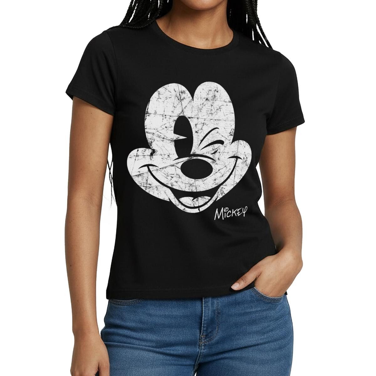 Spreadshirt T-Shirt Mickey & Minnie Retro Mickey Mouse Zwinkernd Frauen T-S günstig online kaufen