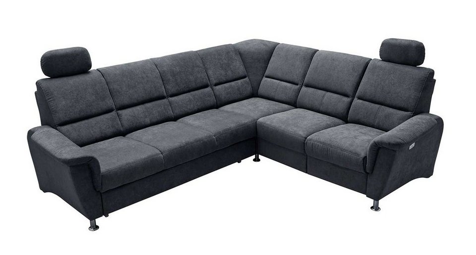 Sofa PAROLE, B 268 cm x T 222 cm, Dunkelgrau, Mikrofaserbezug,  Schlaffunktion und Reclinerfunktion