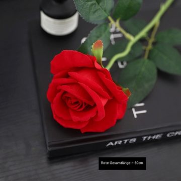 Kunstblumenstrauß Einzelne Einzelne Rose mit Samtgefühl künstliche Blume, AUKUU, Hochzeit Festival Heimdekoration Set Rose künstliche Blume