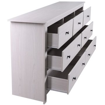 EXTSUD Sideboard Sideboard Beistellschrank mit 7 Schubladen für Wohnzimmer Weiß, 7 Schubladen, schlichte Farbgestaltung, leicht zu pflegen