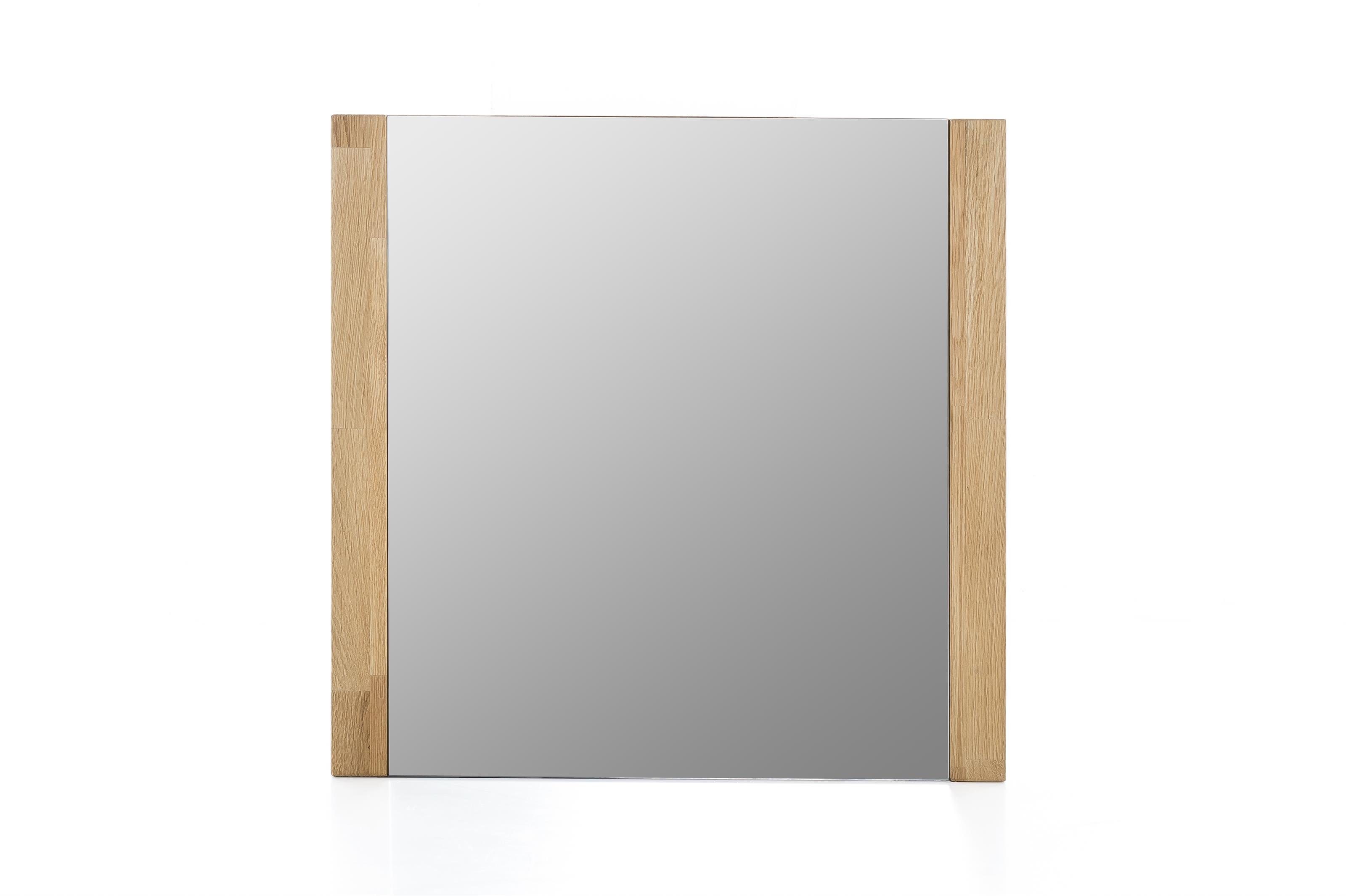 möbelando Wandspiegel Leduc, Zeitloser Spiegel, Rahmen aus Spanplatte in Wildeiche furniert. Breite 66 cm, Höhe 65 cm, Tiefe 4 cm