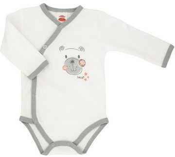 Makoma Wickelbody Baby Body Wickelbody Langarm Neutral für Neugeborene Teddy (Set, 2-tlg., 2er-Pack) 100% Baumwolle