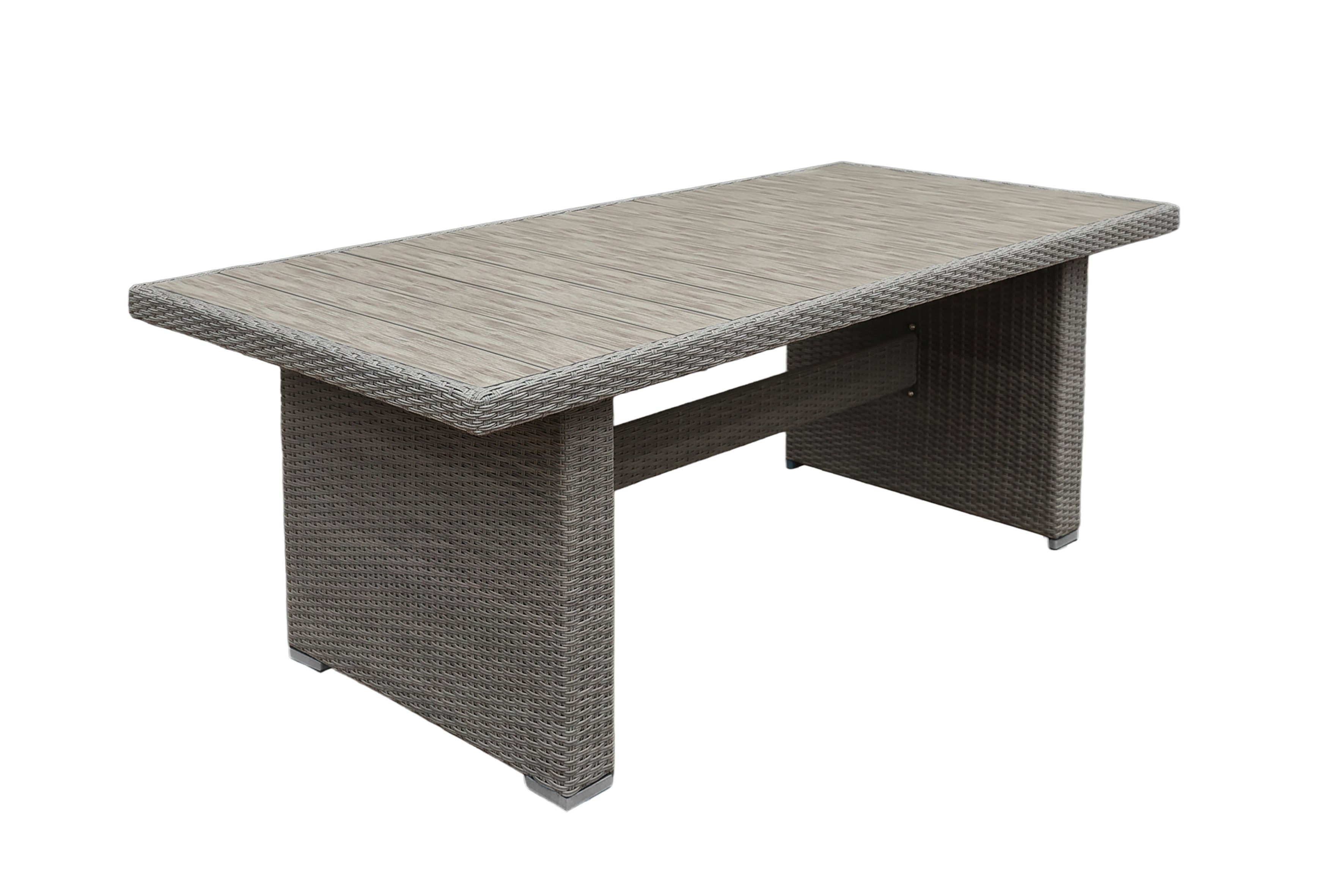byLIVING Gartentisch BRISBANE (192 x 92, H 75 cm), Alu-Gestell, PE Rattan dunkelgrau Polywood naturfarbig