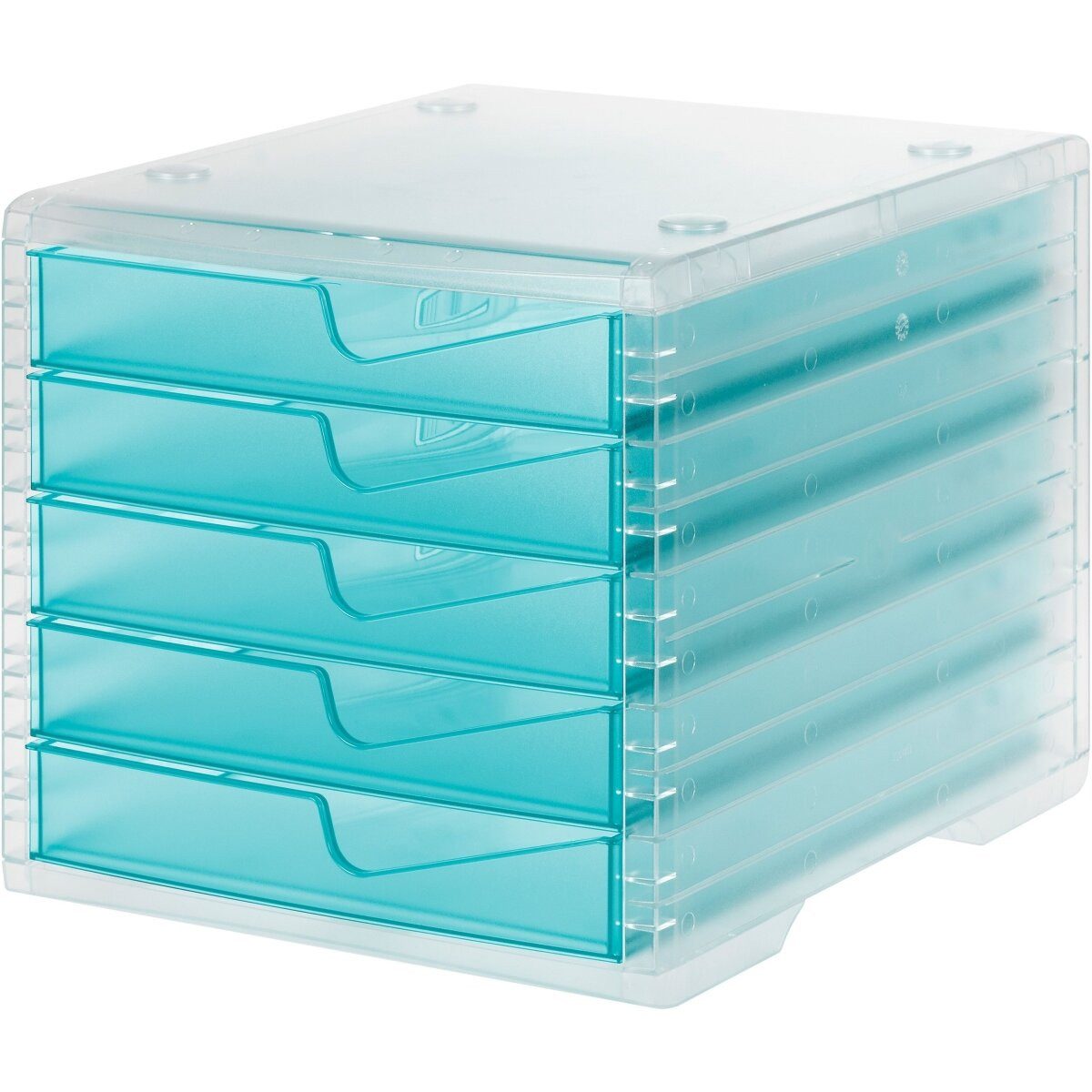 STYRO Organizer Schubladenbox styrowingsbox 5 Schübe light transparent/aqua
