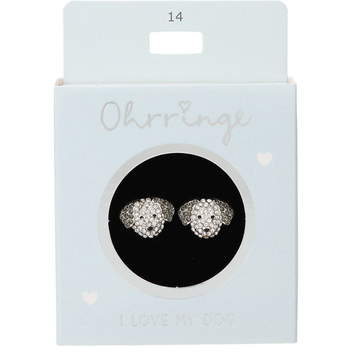 Depesche Ohrring und Ketten Set DEPESCHE Ohrringe Glitzer Hunde I love my dog silber Nr. 14