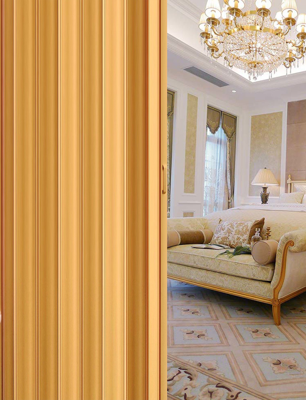 Casiloo® Falttür Falttür Kunststoff PVC Falttüre Schiebetür Nischentür Raumtrennung
