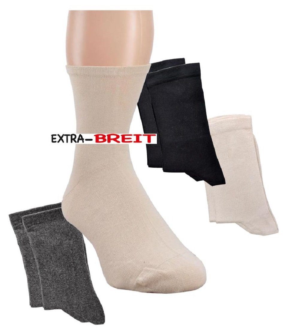 Socks 4 Fun Diabetikersocken Wellness Socken Extra Breit Baumwolle 2 Paar (2-Paar) anthrazit-melange