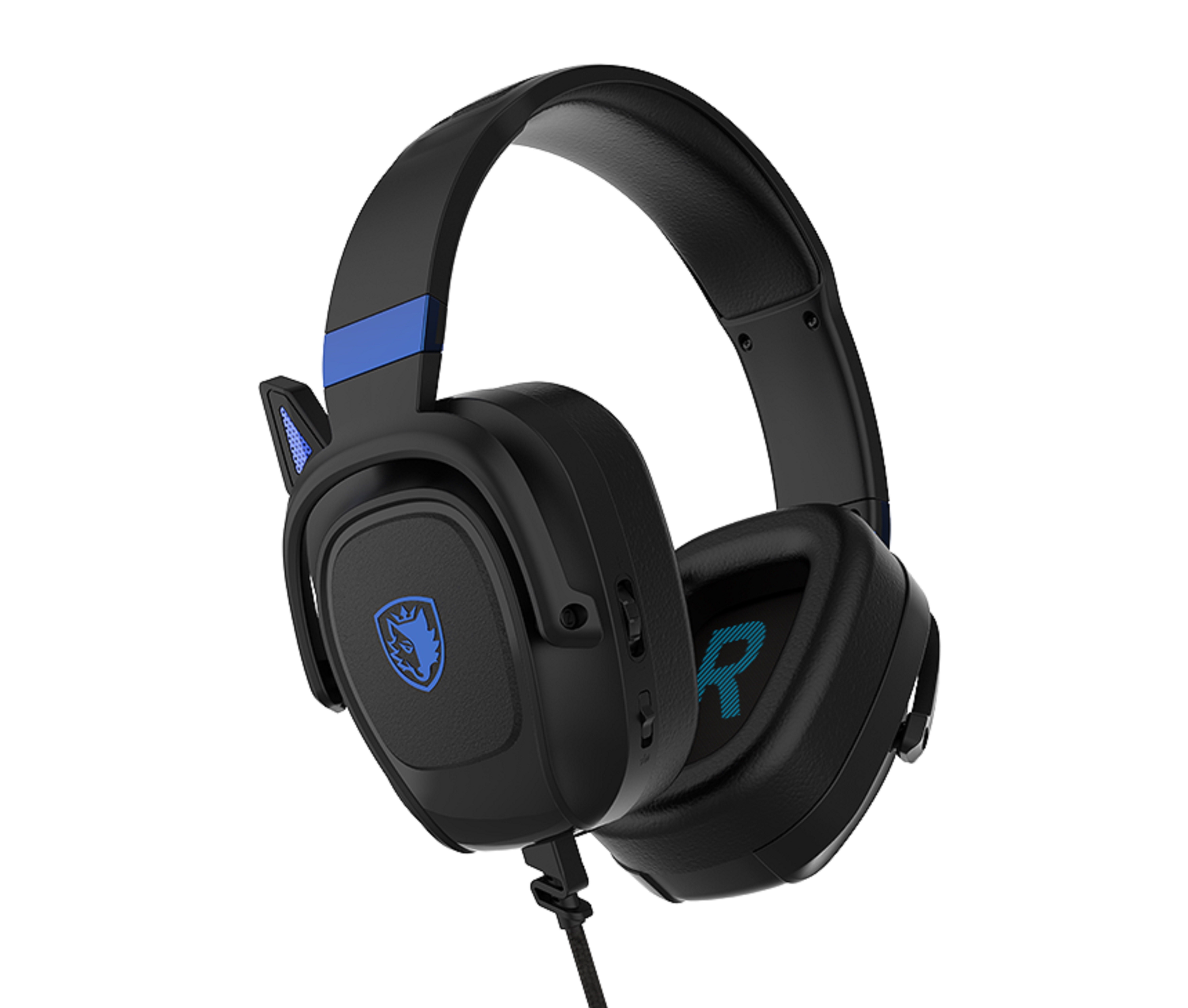 Sades Zpower SA-732 Gaming Headset, schwarz/blau, USB, kabelgebunden Gaming-Headset (Stereo, Over Ear, PC, PST, XBox, Nintendo Switch, VR, Phone)