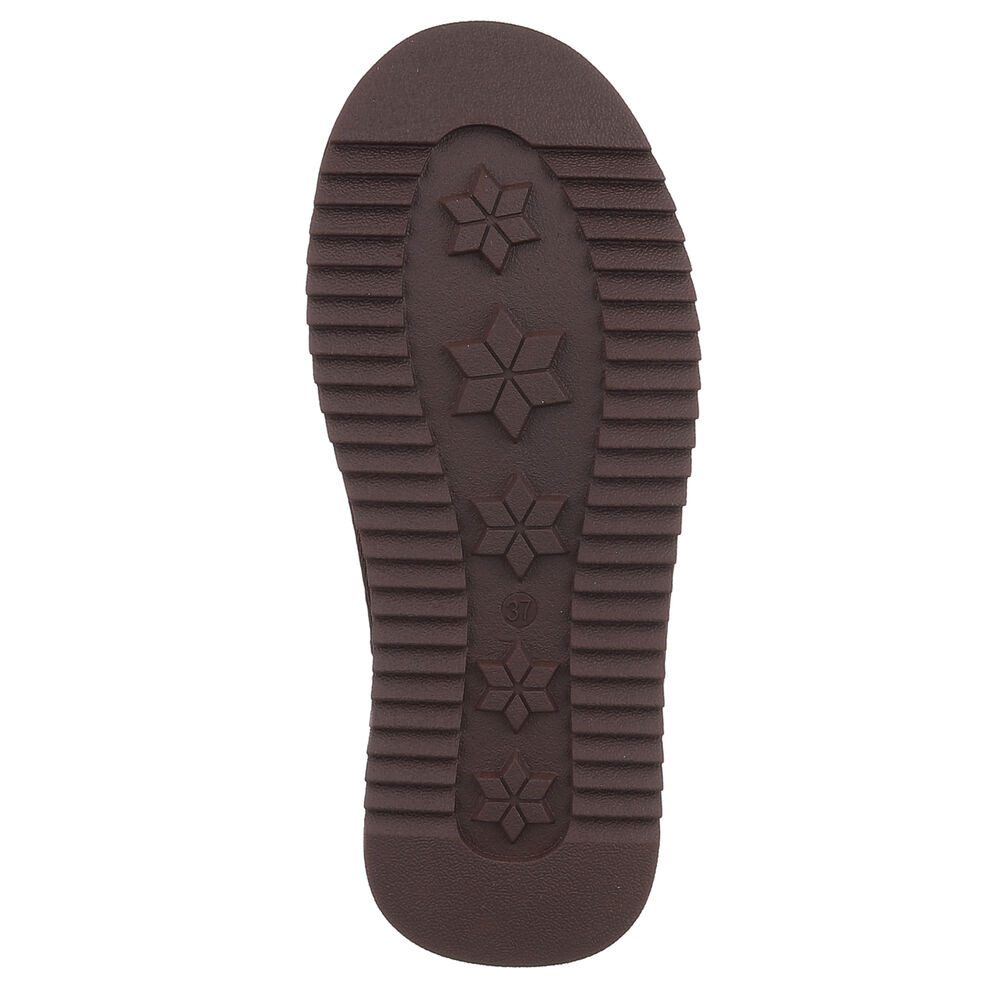 Ital-Design Damen Leder Slip-On Stiefelette mit Profilsohle Snowboots (92214540) Flach Flache Stiefeletten in Braun