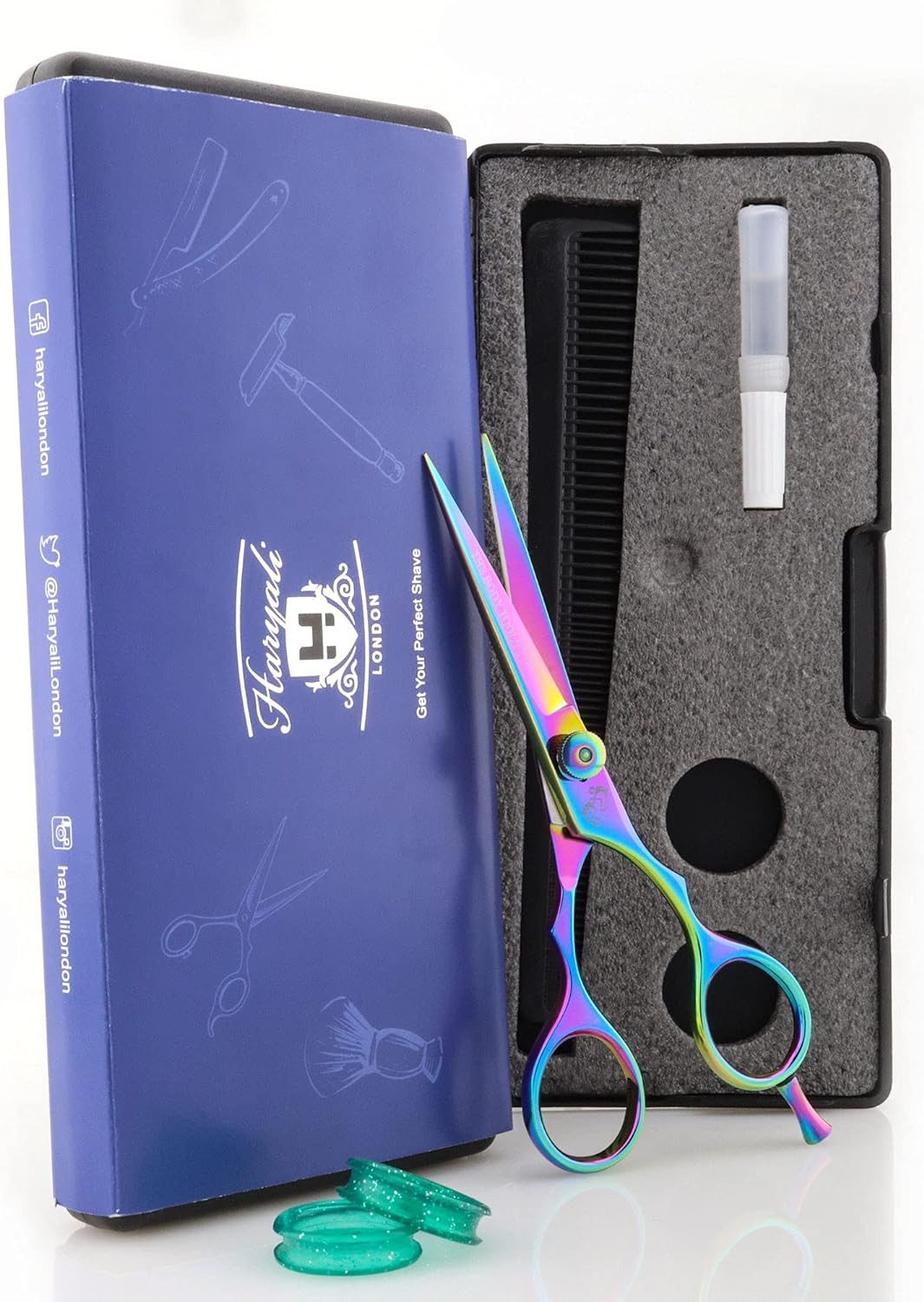 Haryali London Haarschere Professionelle Multi-5,5-Zoll-Friseurschere, Friseur-Haarschneidesalon, (Fall, 1-tlg., 1x Schneideschere, 1x Kamm, 1x Öl, 1x Beutelbox), Bestens geeignet für professionelle Friseur- und Kosmetikscheren