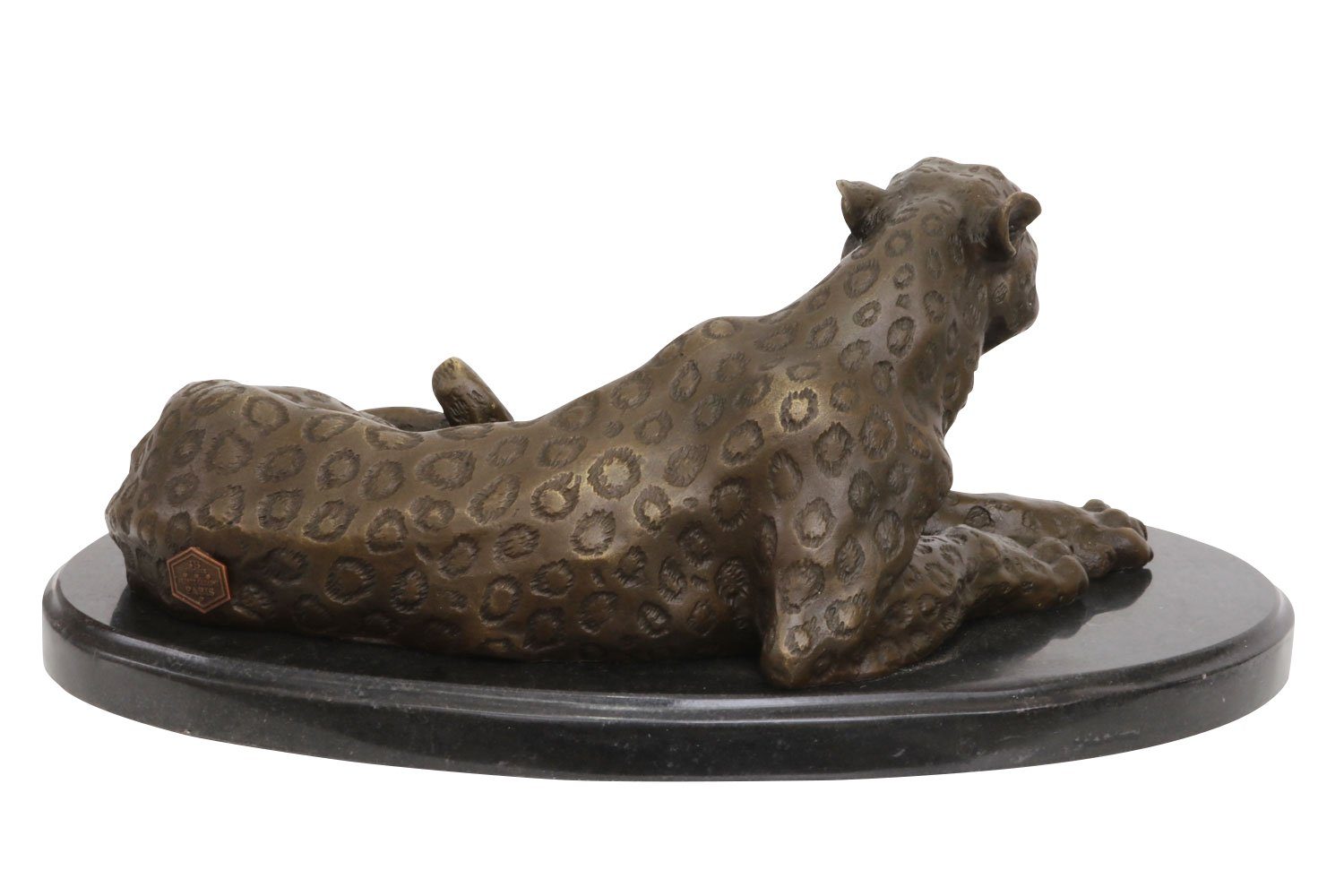 Skulptur 28cm Bronze Bronzeskulptur Bronzefigur Leopard Raubkatze Statue Antik- Aubaho