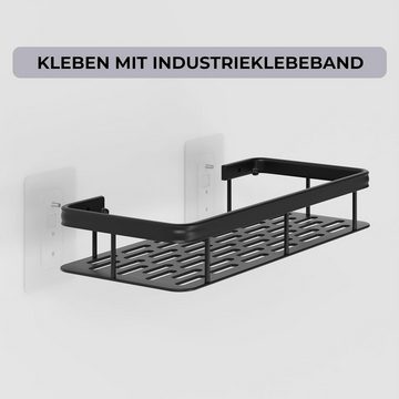 LIEBHEIM Duschablage Duschkorb Badregal ohne Bohren - Industrie Klebeband - Aluminium, 1-tlg.