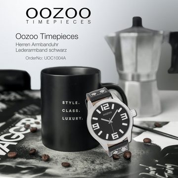OOZOO Quarzuhr Oozoo Unisex Armbanduhr Timepieces Analog, Herren, Damenuhr rund, groß (ca. 51mm) Lederarmband, Fashion-Style