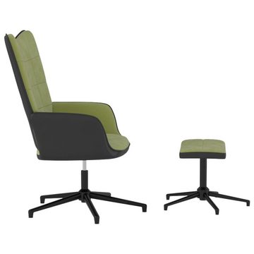 furnicato Sessel Relaxsessel mit Hocker Hellgrün Samt und PVC