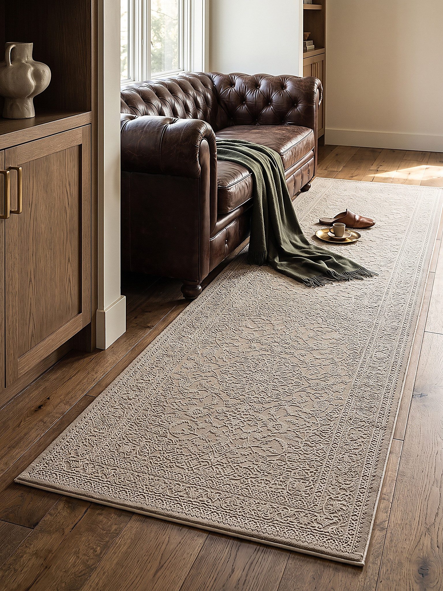 KADIMA DESIGN Teppich KASOS Teppichläufer Beige 80x150 Uni Polyester Wohnraum, Läufer, Höhe: 14 mm, Saugroboter-geeignet, Strapazierfähig, …