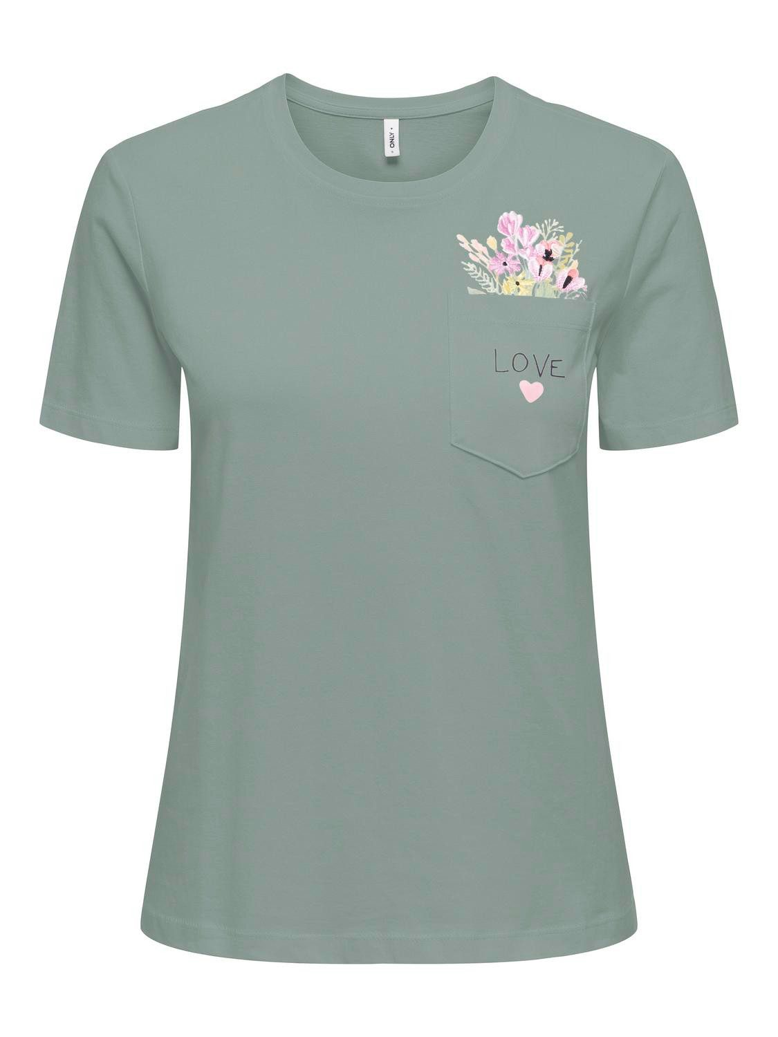 ONLY Kurzarmshirt ONLPOLLY LIFE REG S/S POCKET TOP BOX JRS Baumwolle, regular fit, Rundhals