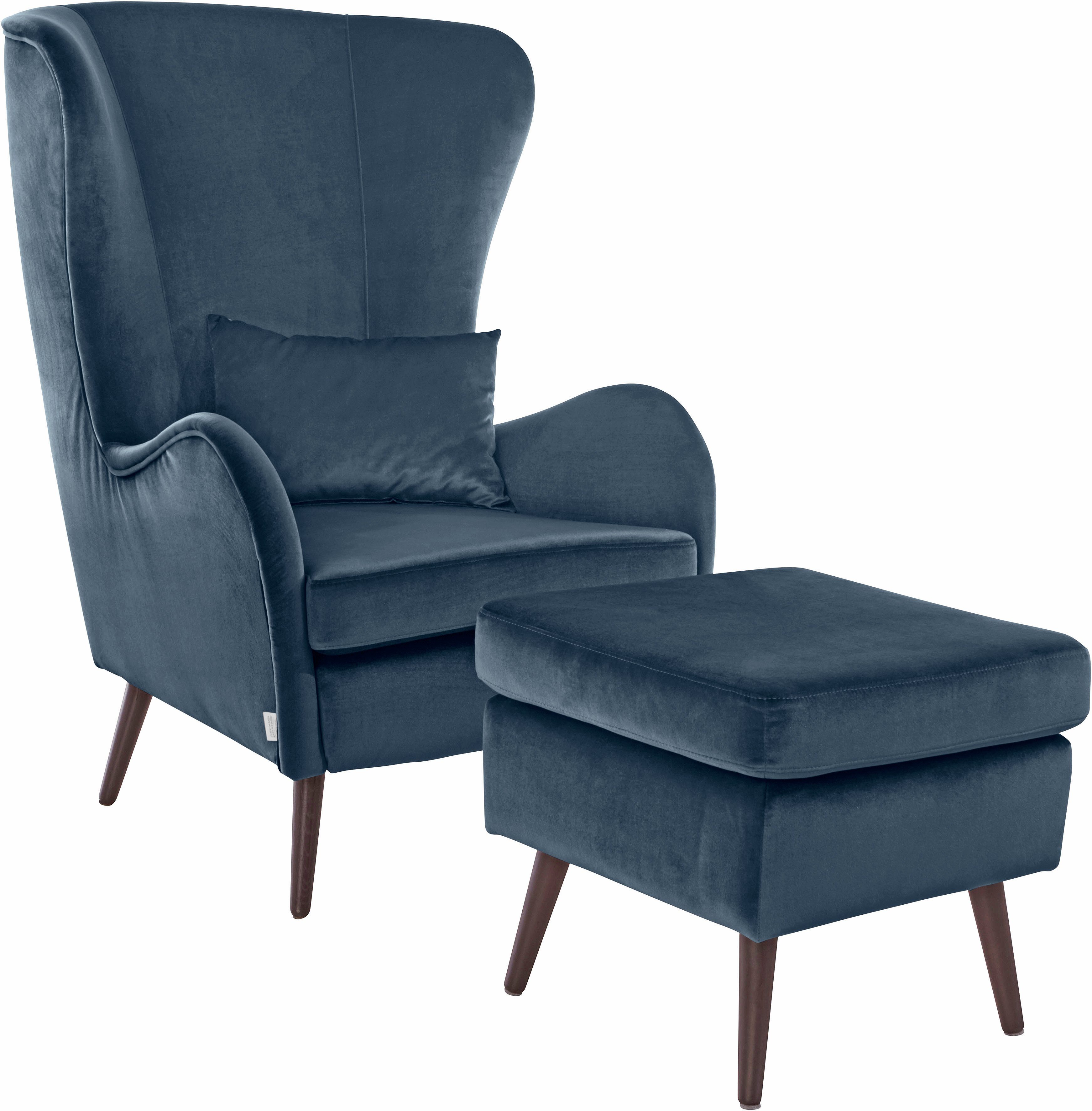 Home affaire Sessel Sallito, TV-Sessel, Ohrensessel mit, Hocker, in vielen Bezugsqualitäten, auch in Samtcord