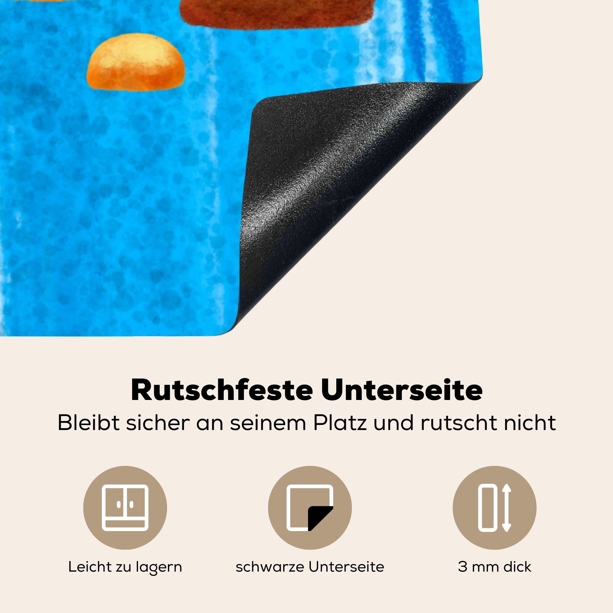 Arbeitsplatte cm, tlg), Strand Elefant für küche Ceranfeldabdeckung, - Vinyl, MuchoWow - Giraffe Herdblende-/Abdeckplatte (1 78x78 Meer, -