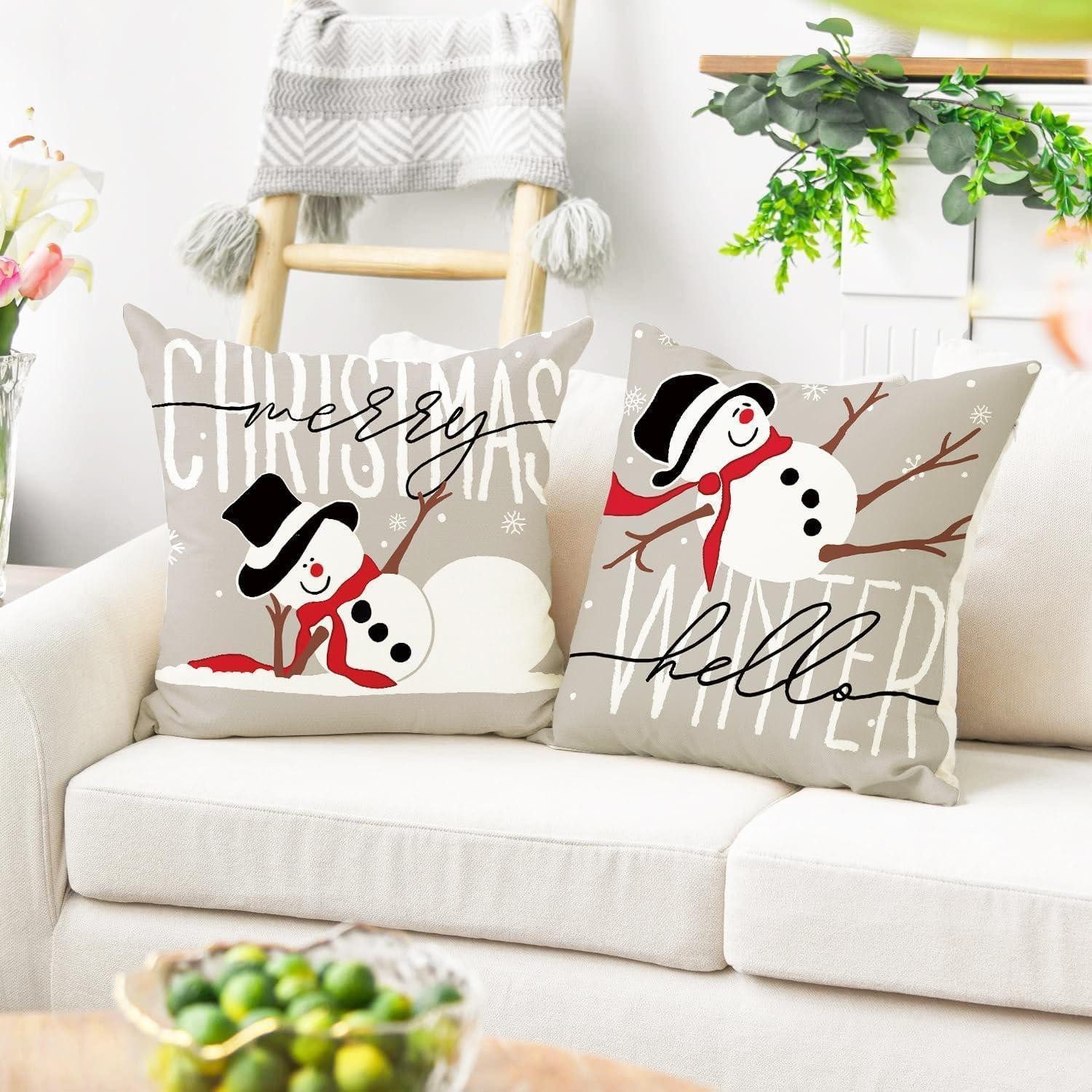 LuxusKollektion Hängedekoration Weihnachtskissenbezug 4er Set Weihnachtsdeko 40x40cm Grau Festlich