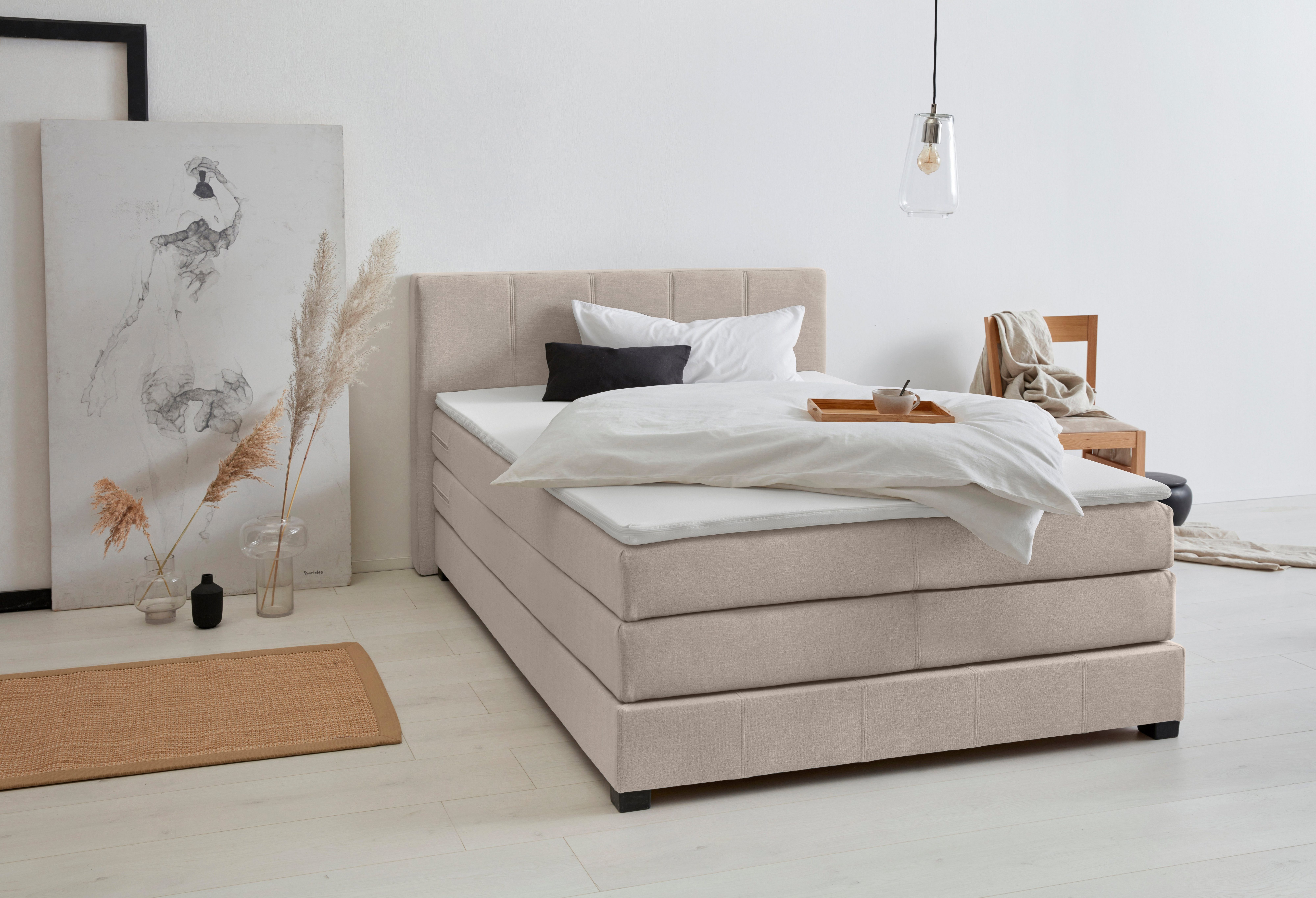 OTTO products Boxspringbett Peetu, Taschenfederkern-Matratze, in 4 Breiten und 4 Farben, incl. Topper