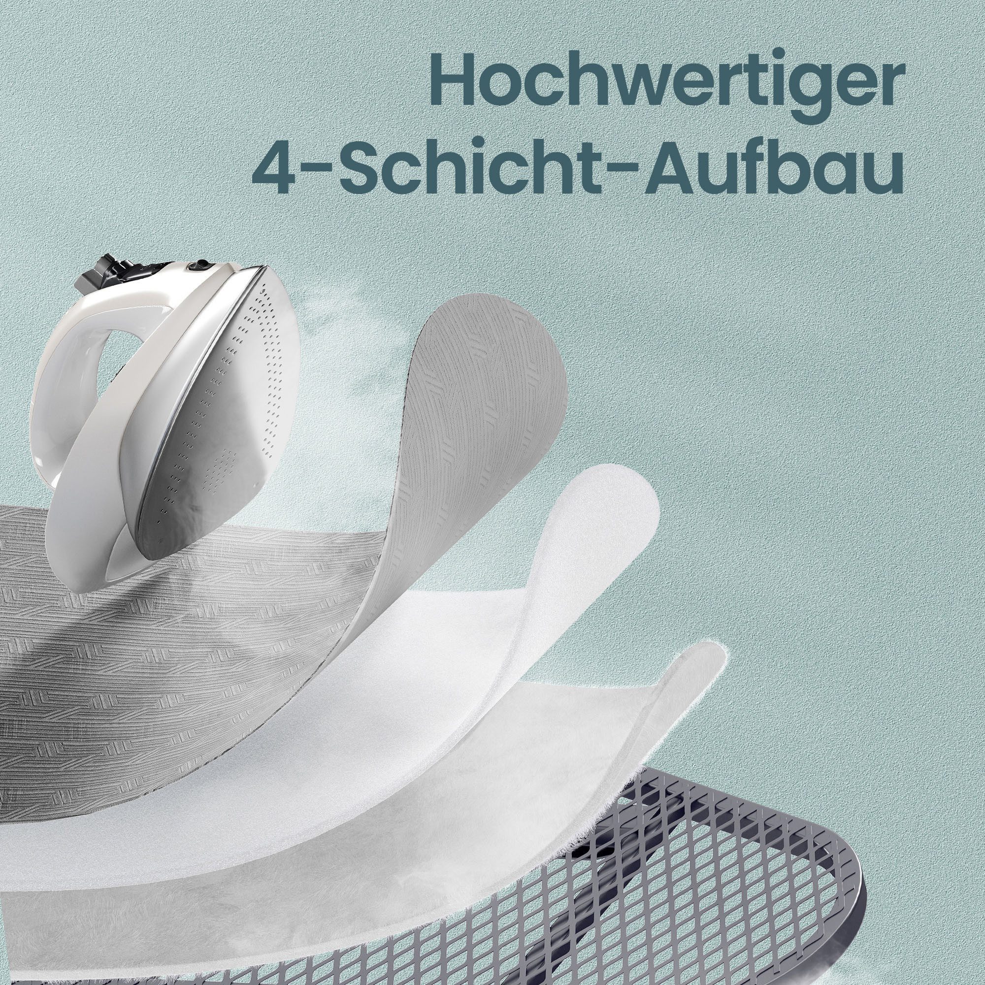 SONGMICS Bügelbrett Bügelbrett höhenverstellbar, Bügeltisch, 100% Baumwolle, 122 x 38 cm Bügelfläche, höhenverstellbar, mit Kabelhalter, Haken – Bild 5 von 5