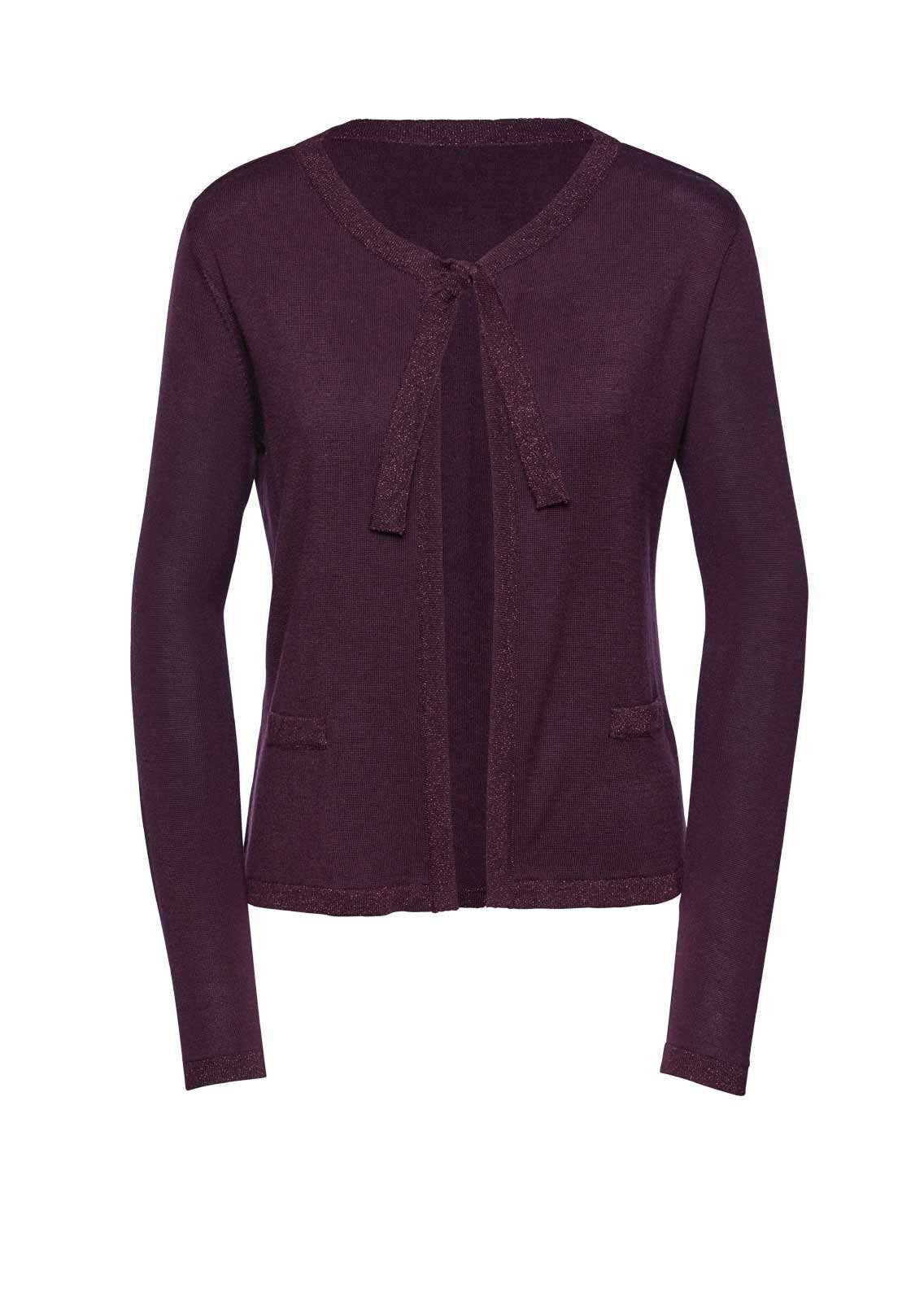 Damen bordeaux L L creation PREMIUM CRéATION Seide, mit Luxus-Strickjacke Strickjacke