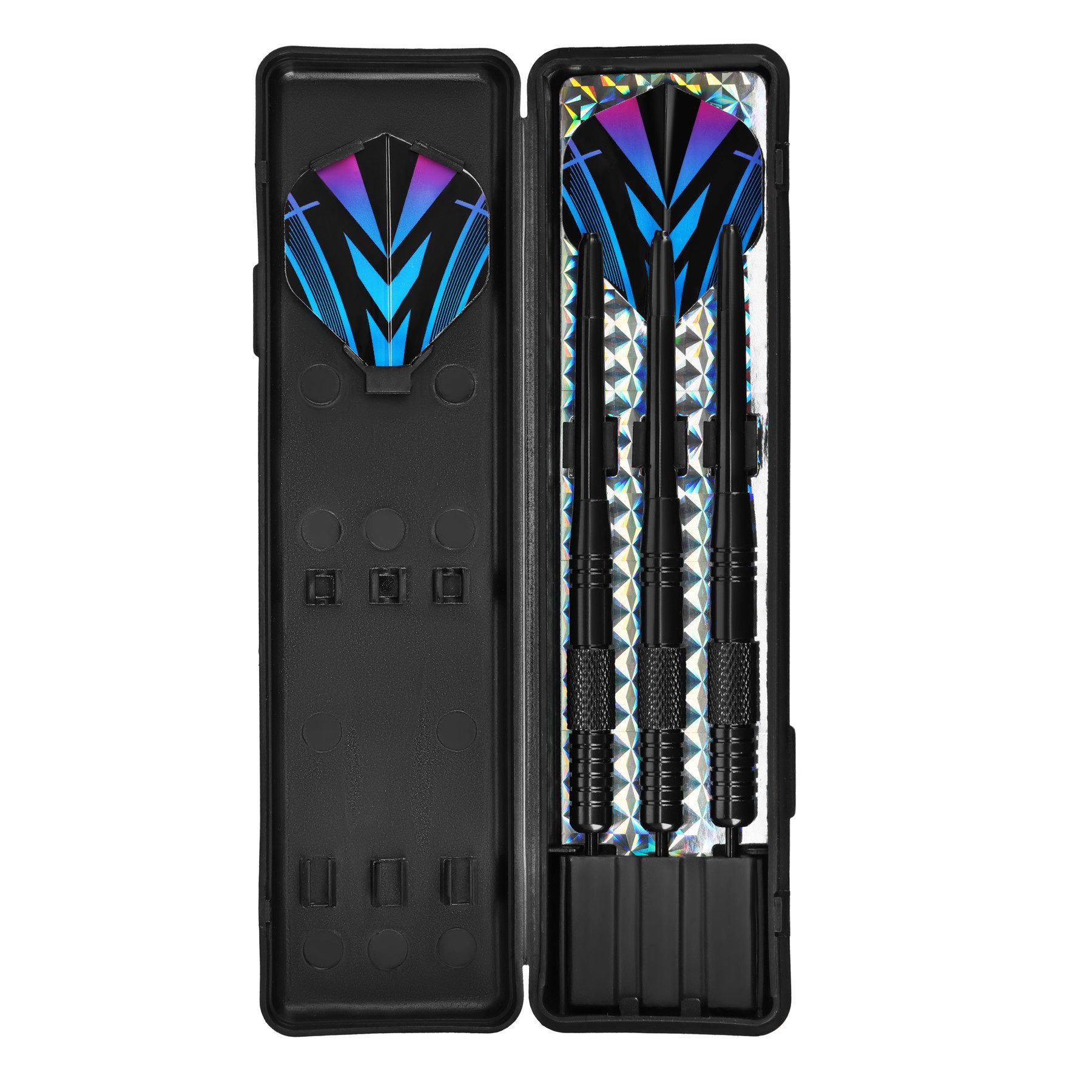 NILS FUN Dartpfeil 3 Dartpfeile TDR02 Mystic Blue mit Case, Messing-Barrel, 22 g Gewicht, Stahlspitze, Nylon-Schaft, PET-Flights