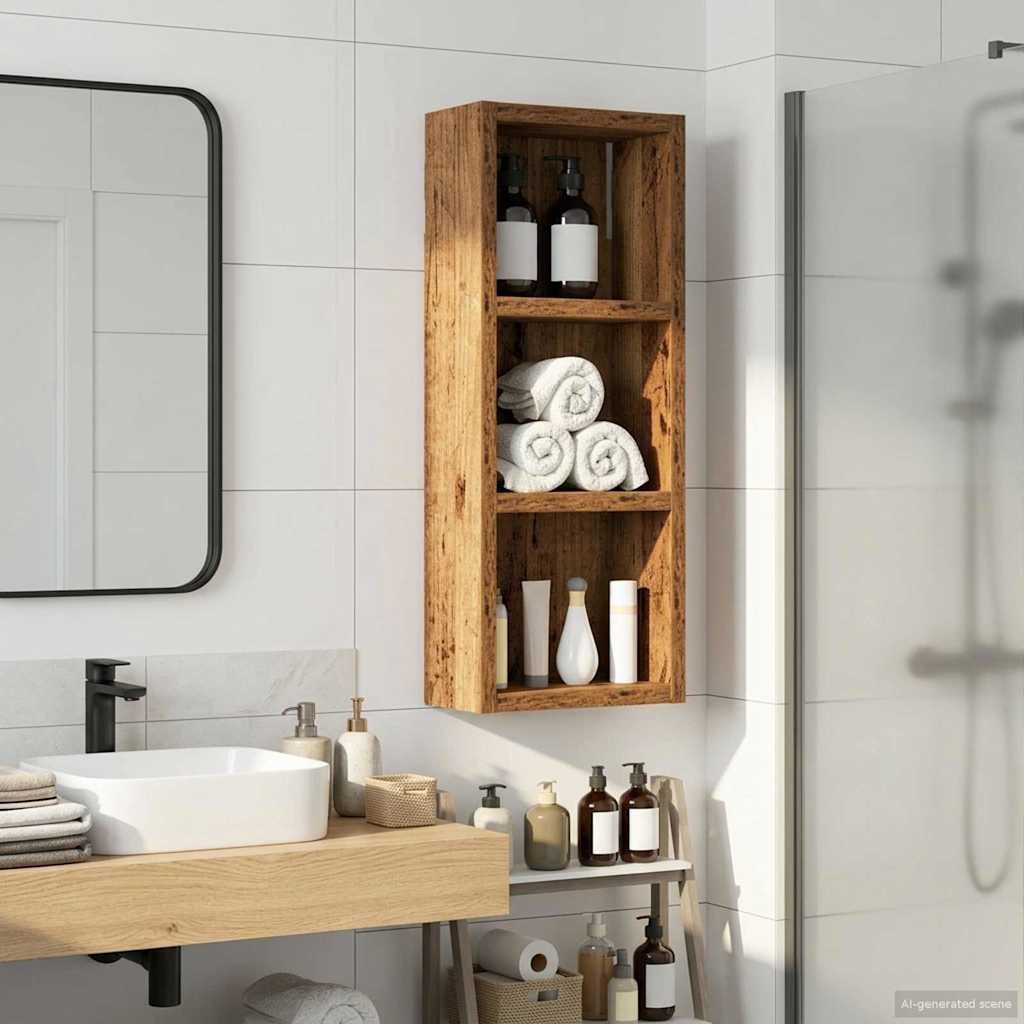 vidaXL Badezimmerspiegelschrank Badezimmer-Wandschrank Altholz 20 x 10 x 50 cm Holzwerkstoff (1-St)