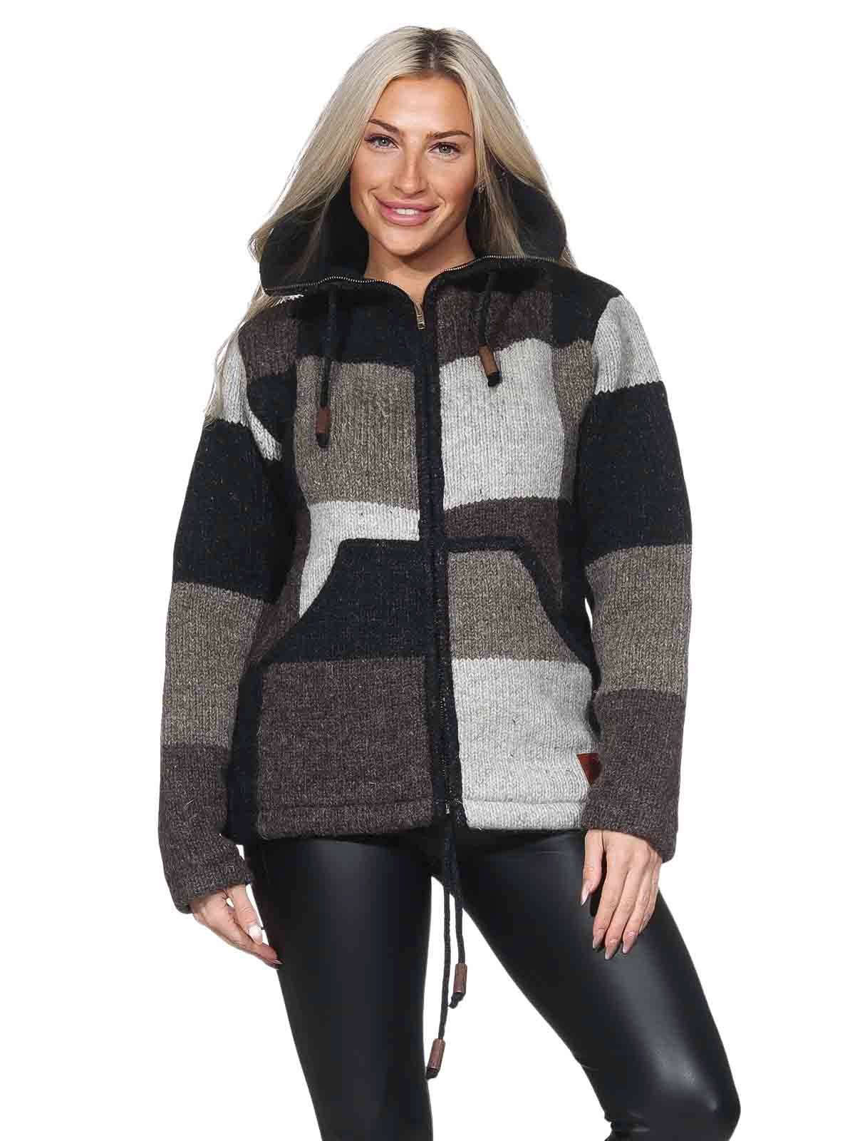 KUNST UND MAGIE Strickjacke Damen Strickjacke Wolle Bunte Patchwork Jacke+F günstig online kaufen