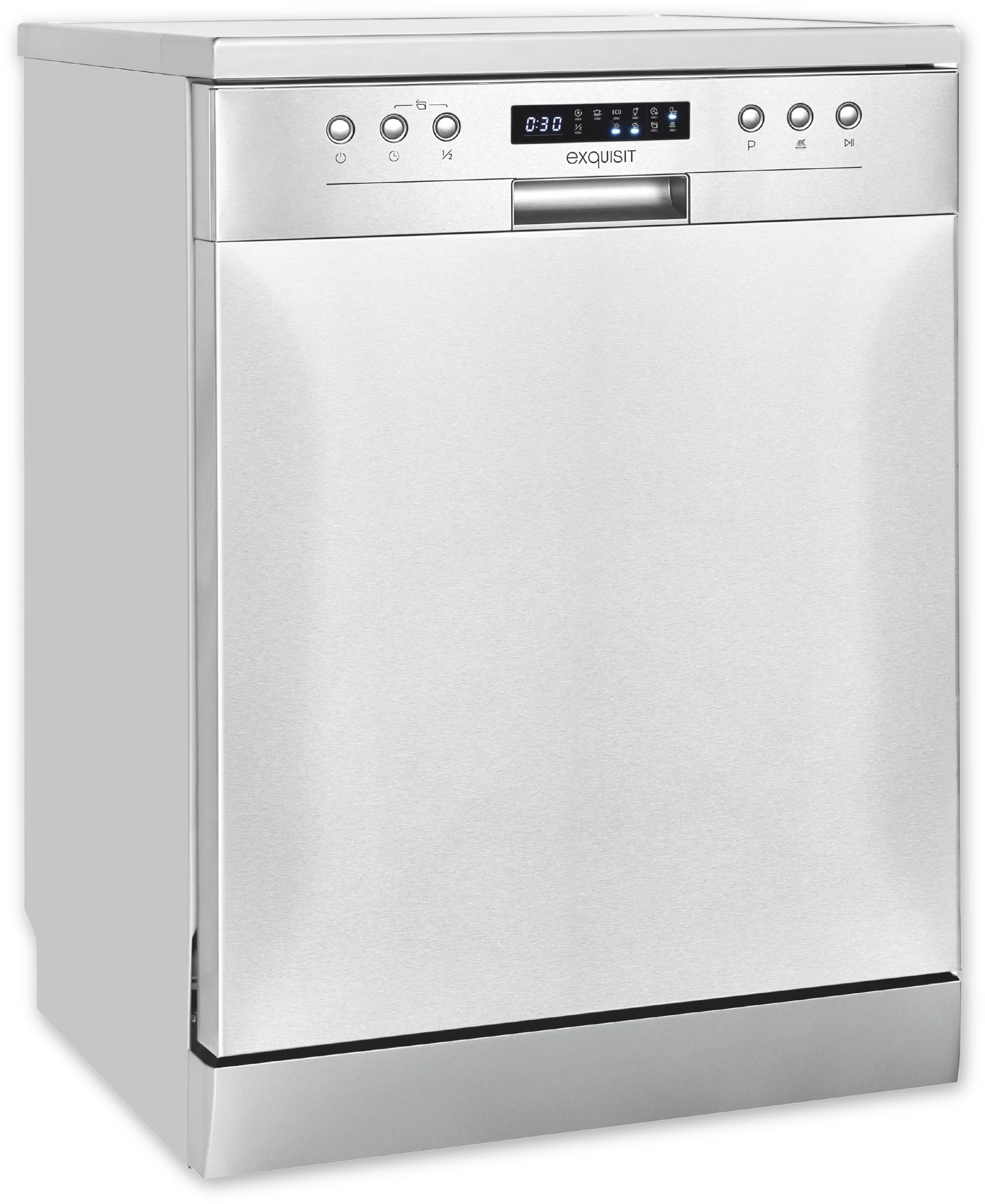 exquisit Standgeschirrspüler GSP9414-030D inox, 14 Maßgedecke, Stand-/Unterbaugerät, 14 Maßgedecke – 6 Programme mit LED & Timer