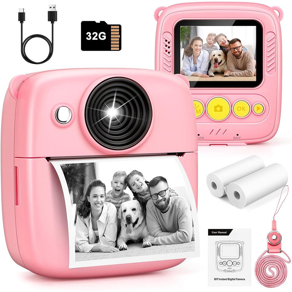 Kinderkamera Sofortbildkamera, HD Digitalkamera Kinder mit 32G Karte Kinderkamera