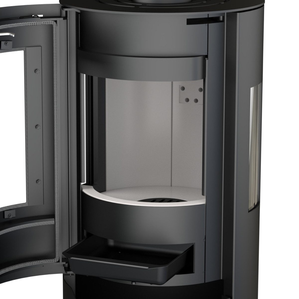 Thermia Kaminofen Hiron Trio V1 Stahl schwarz 3-Seitig, 6 kW, Zeitbrand
