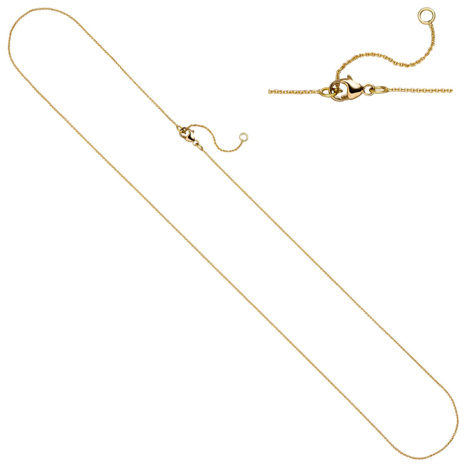 Goldkette 0,6mm feine Ankerkette aus 750 Gelbgold 42-45cm
