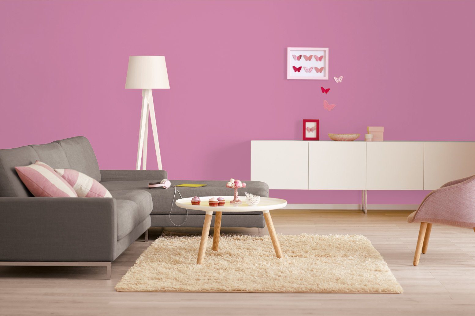 Alpina Wand- und Deckenfarbe Farbrezepte Pink, Kräftiges Liter 2,5 Party matt, Pink