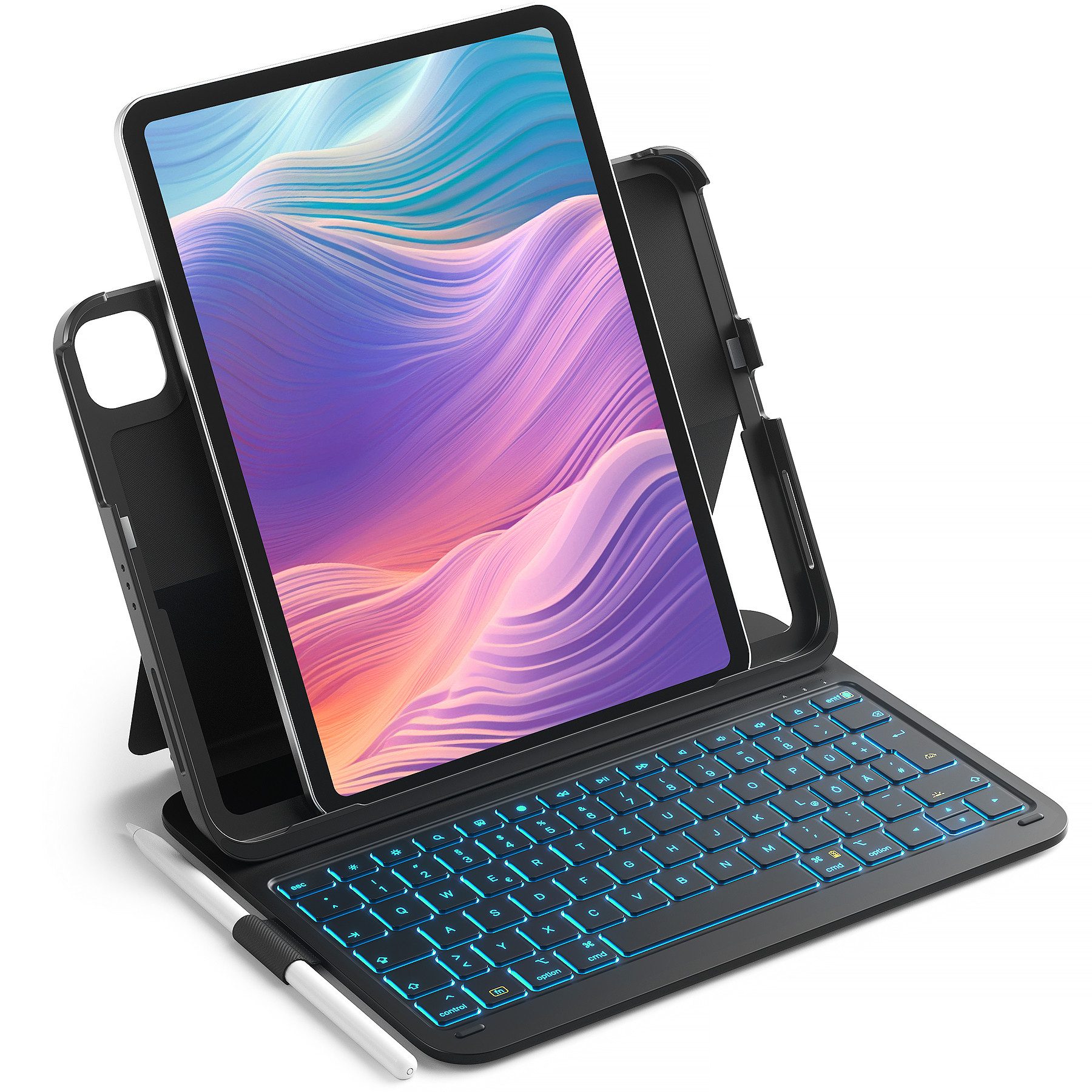 Inateck für iPad 11 Gen A16, iPad Air M3, iPad 10, iPad Air 6/5/4, iPad Pro iPad-Tastatur (Ultraleichte, mit Stifthalter, 7-Farbiger Hintergrund Beleuchtung)