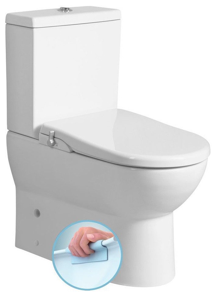 Aqualine Tiefspül-WC WC-Kombi mit Bidet Clean Star, Rimless, Abgang senkrecht/waagerecht, Aqualine-LB402-1-SET
