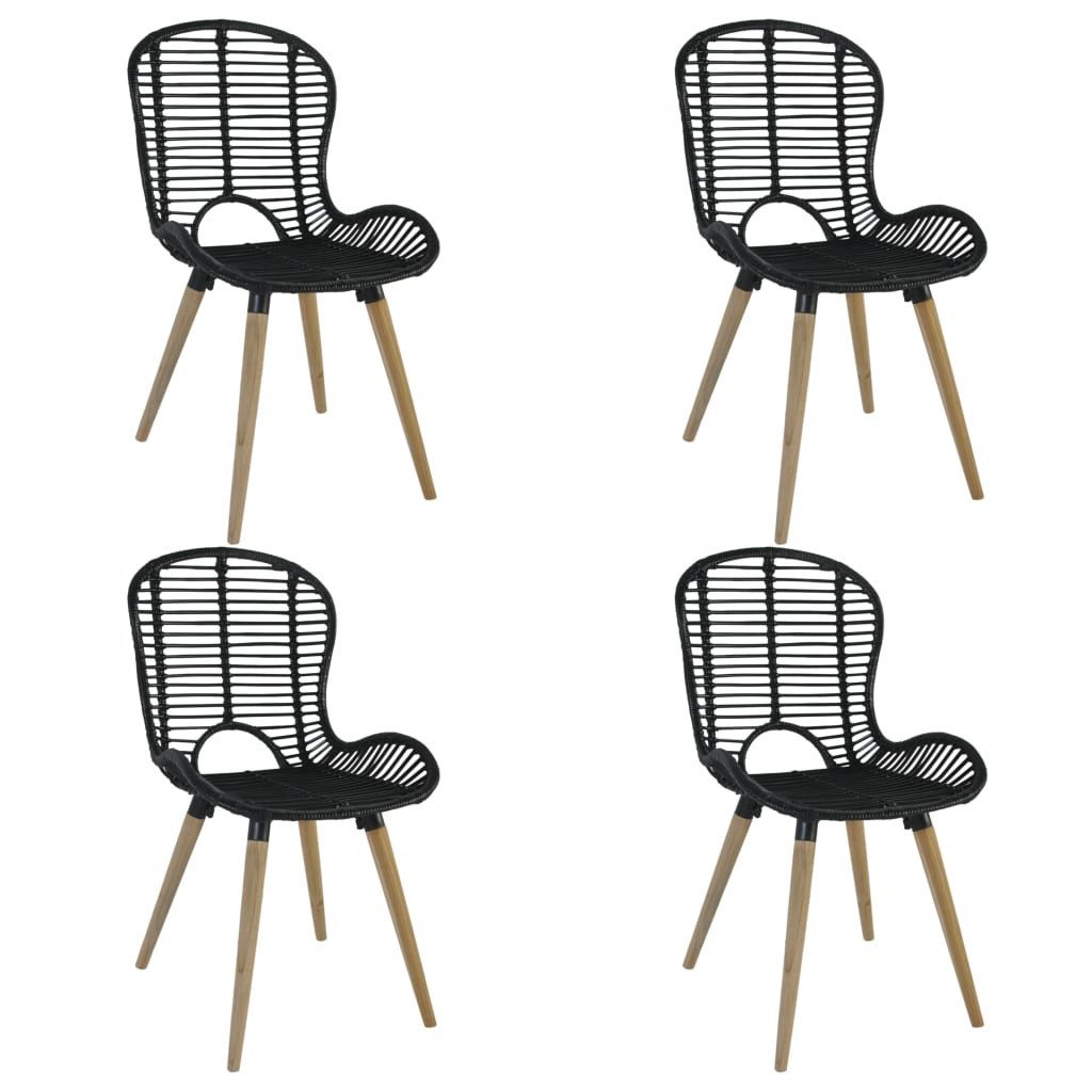 vidaXL Esszimmerstuhl Esszimmerstühle 4 Stk. Schwarz Natur Rattan (4 St)