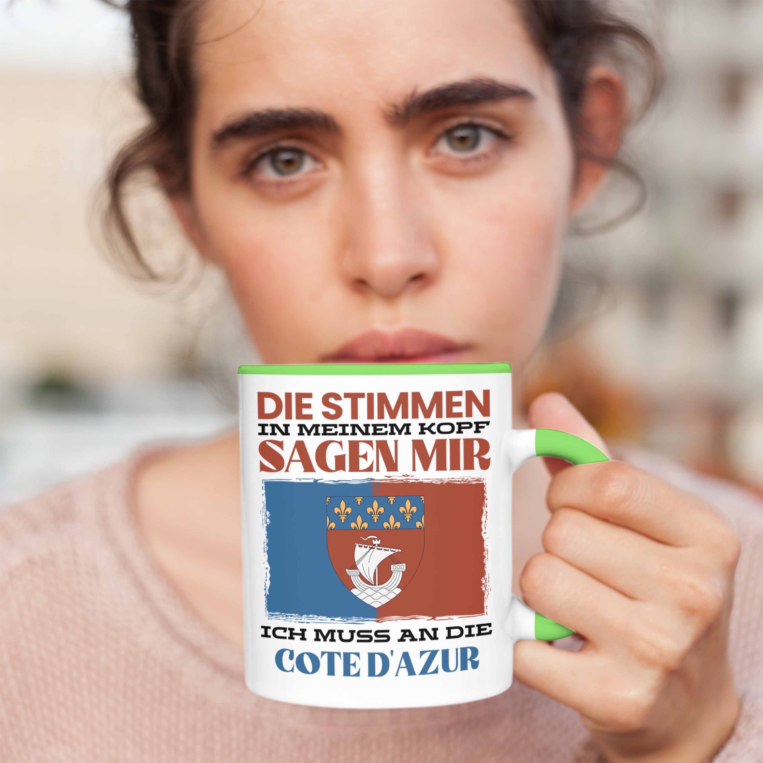 Trendation Tasse D'azur Trendation Tasse Grün Urlaub Spruch Geschenk - Heimat Frankreic Cote