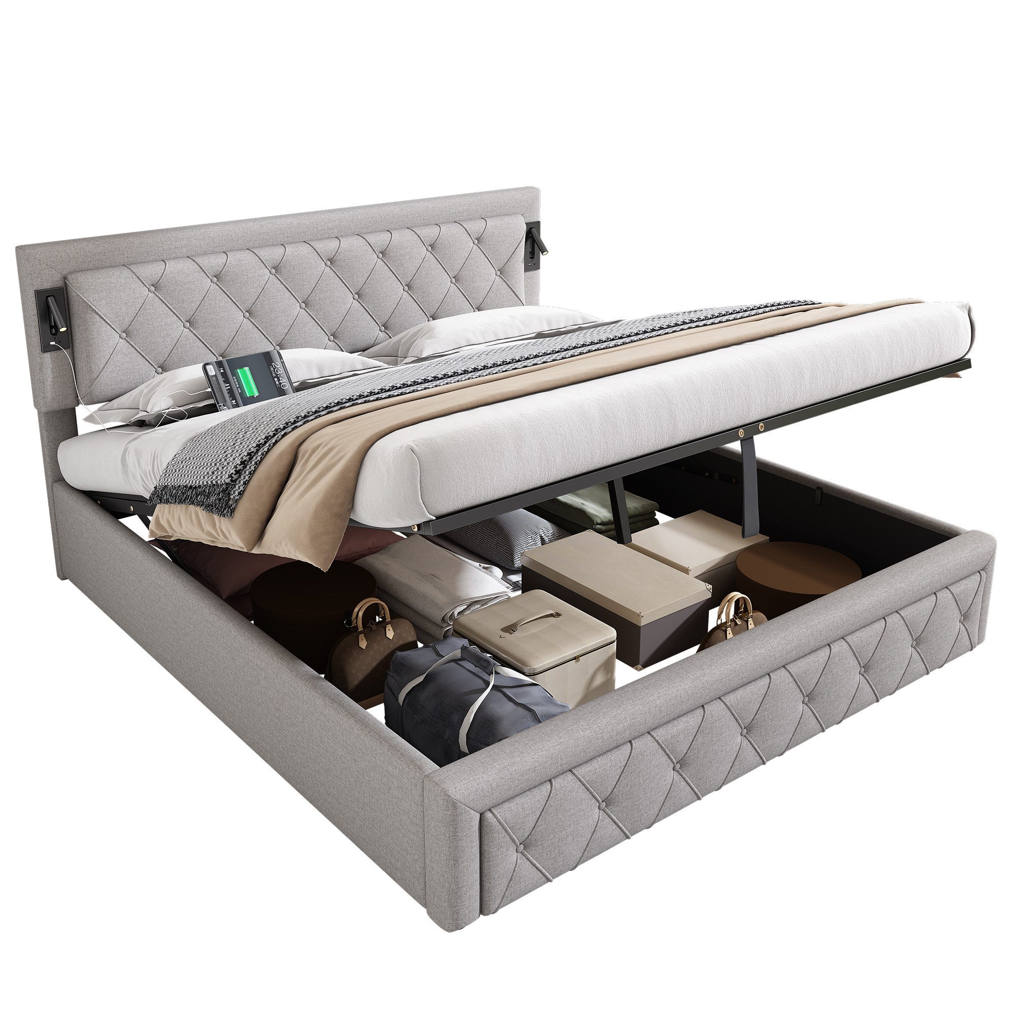 Ulife Boxspringbett Polsterbett mit USB-Schnittstelle und günstig online kaufen