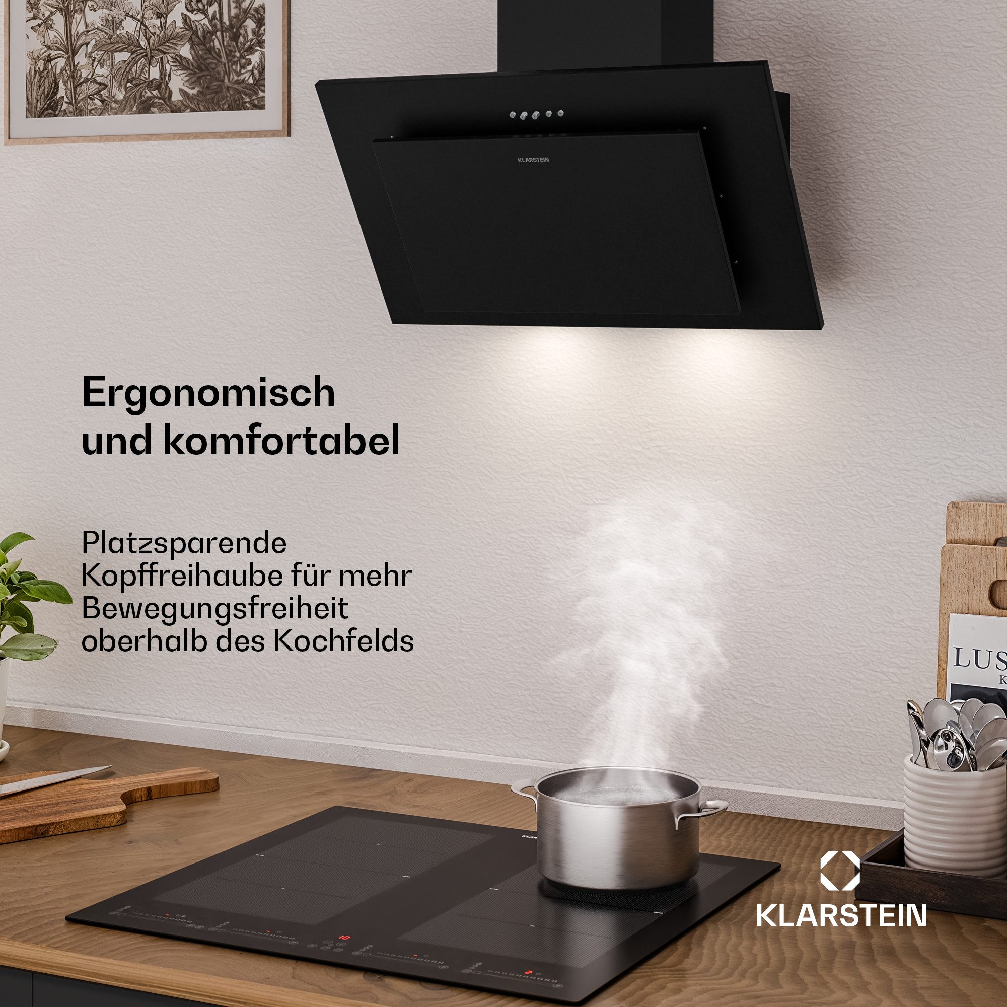 Klarstein Deckenhaube Athena Dunstabzugshaube Head free Umluft Abluft LED Edelstahl – Bild 3 von 5