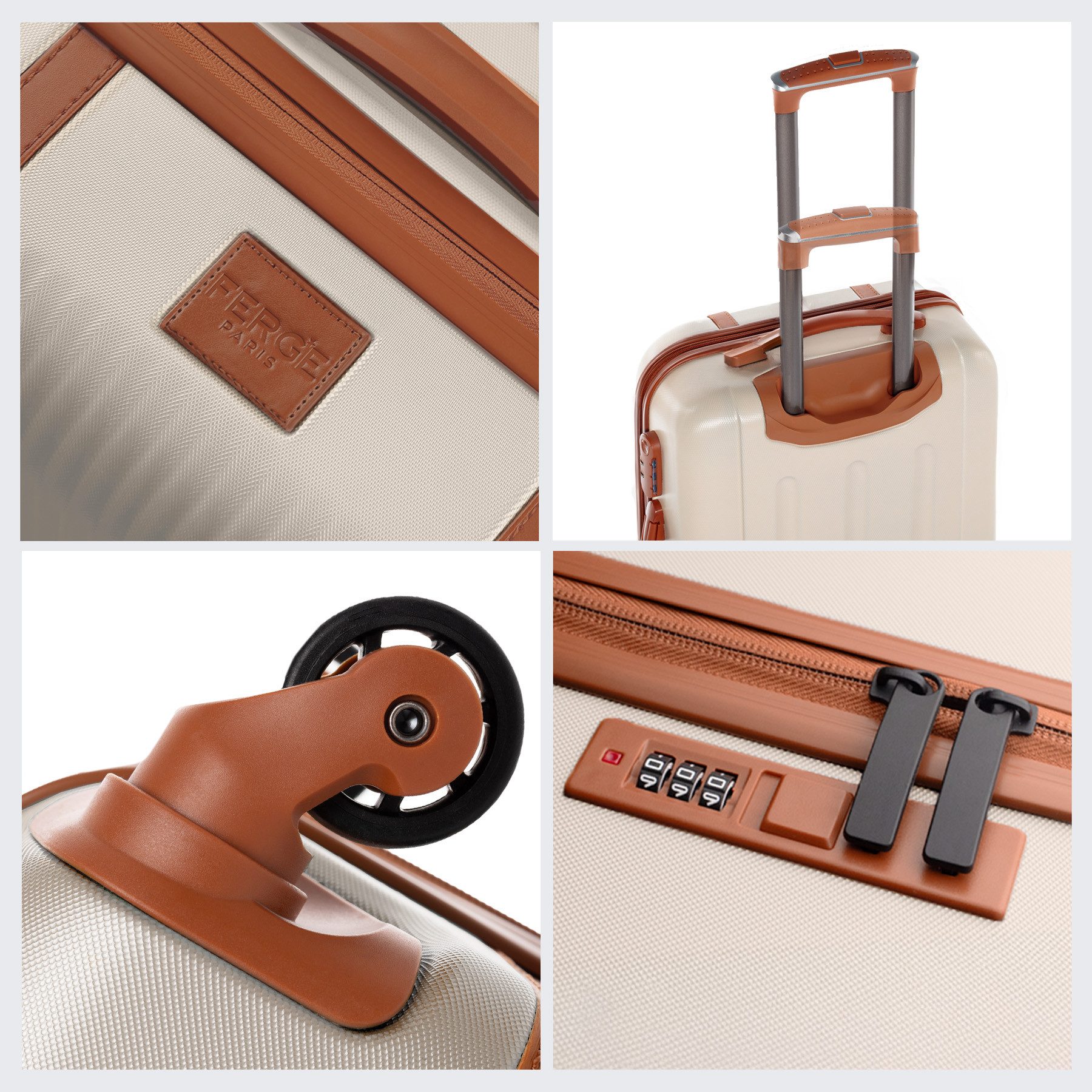 FERGÉ Kofferset Hartschale 3 teilig Koffer Set MILANO, 4 Rollen, (3er Kofferset stabil und leicht mit Zahlenschloß, 3 tlg., Hartschalen-Trolley Set 3 Größen Handgepäck Koffer M XL), Trolley 3er Koffer Set, Reisekoffer 4 Rollen, Premium Rollkoffer