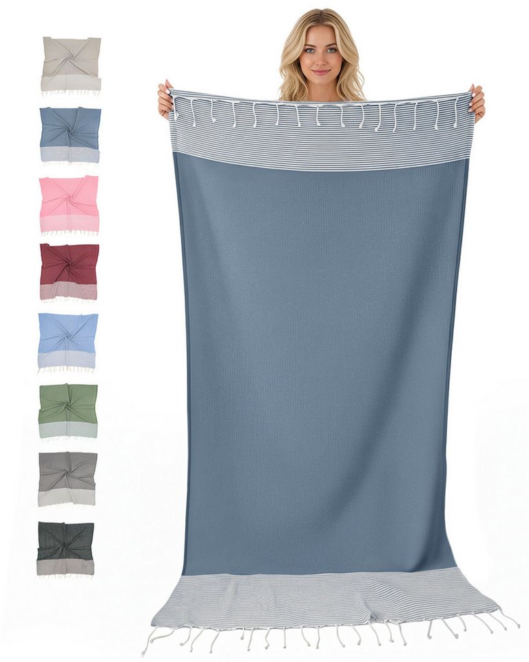 furora HOLIDAY Saunatuch Strandtuch Hamamtuch: groß 100x200 cm Saunatuch, Strandhandtuch dünn, Strandtuch Saunatuch aus 100% Baumwolle Strandtuch Set