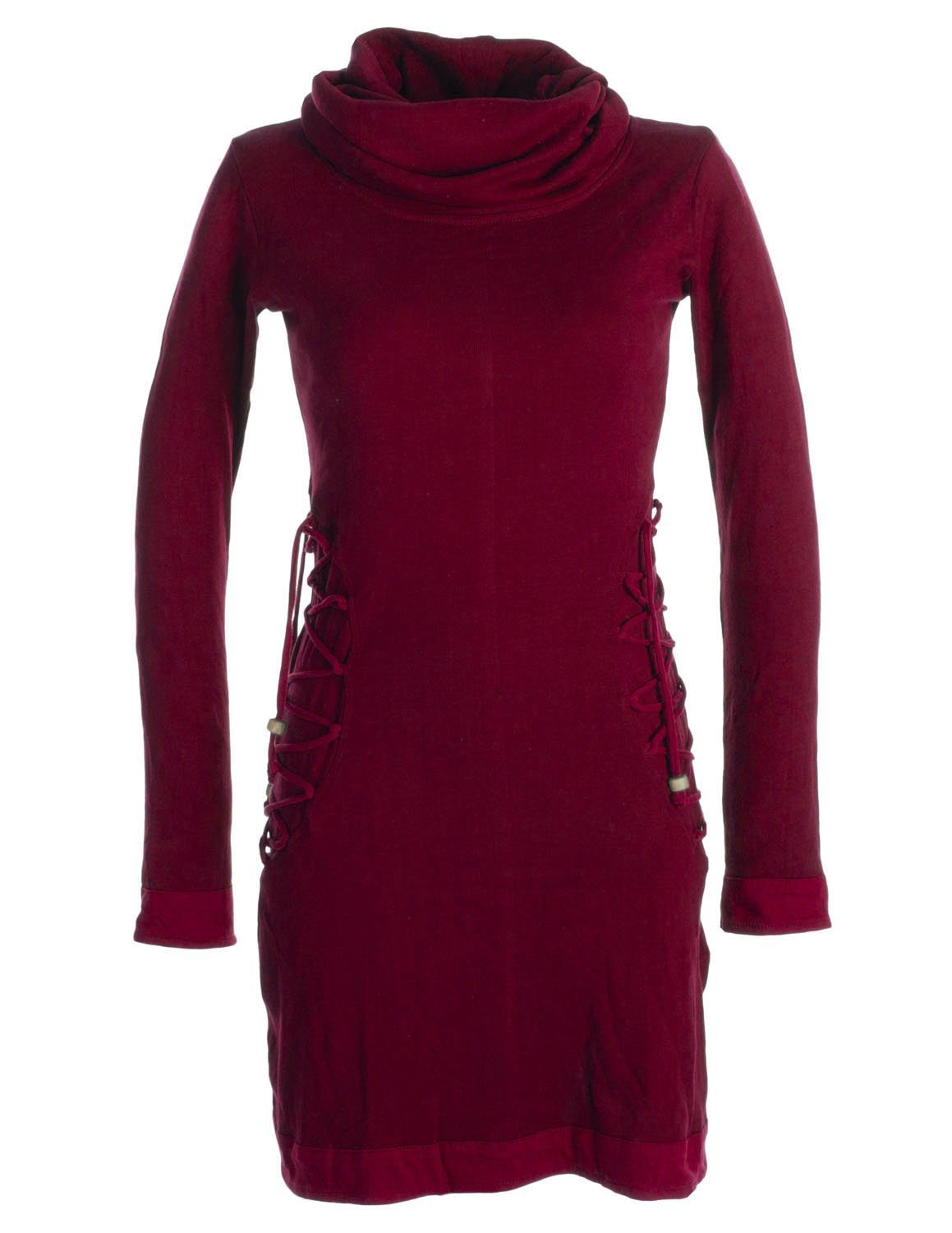 Jerseykleid Kleid mit langem Kapuzenkragen und Schnürungen