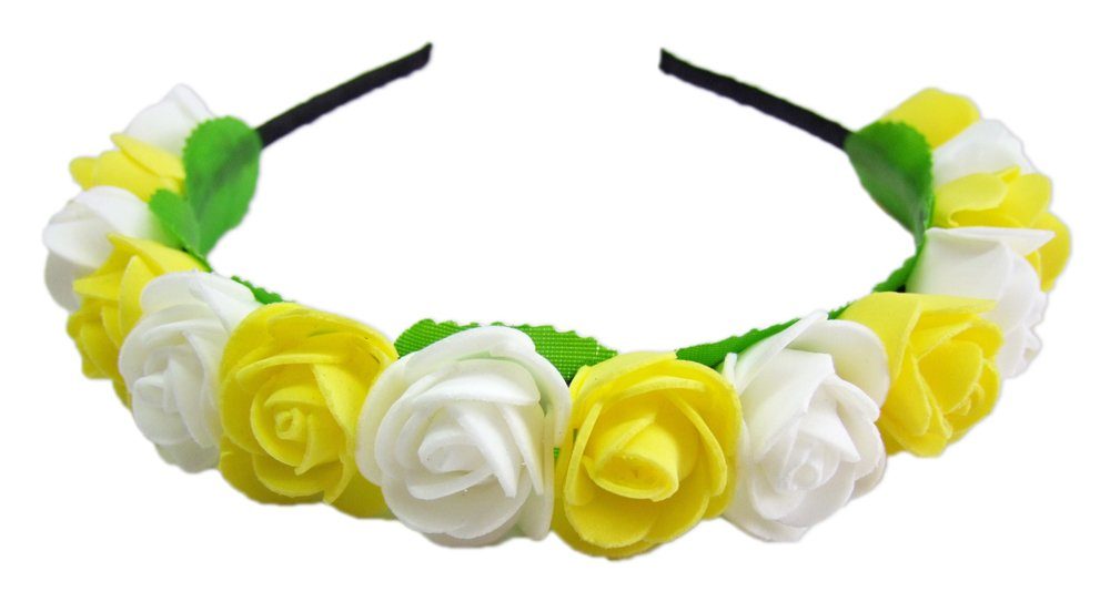 Das Kostümland Trachtenhut Blumen Haarreif mit Rosen Gelb Weiß