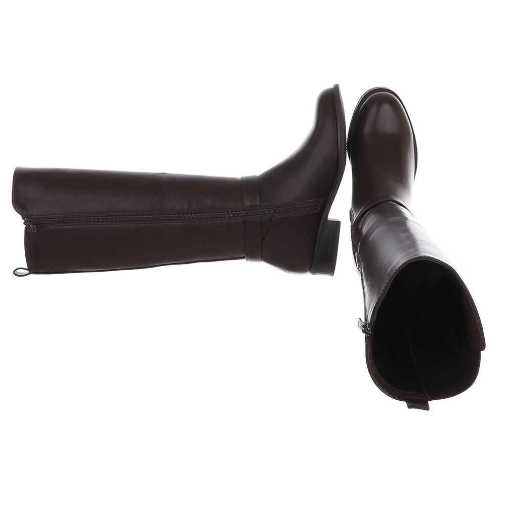 Ital-Design Damen Langschaftstiefel mit Schnallen-Detail Stiefel (92125548) Blockabsatz Flache Stiefel in Braun – Bild 2 von 5