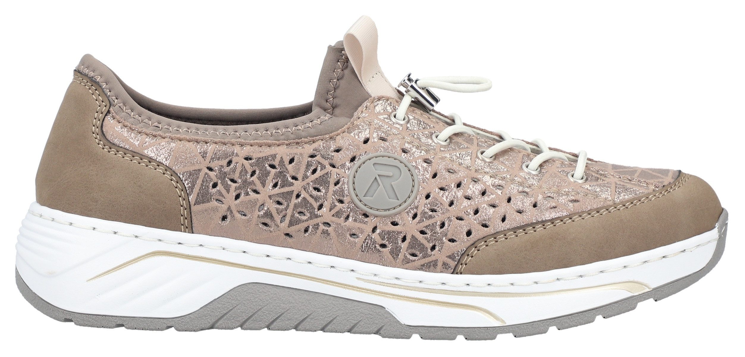 Rieker Slip-On Sneaker Slipper, Freizeitsneaker, Halbschuh in Metallic-Optik