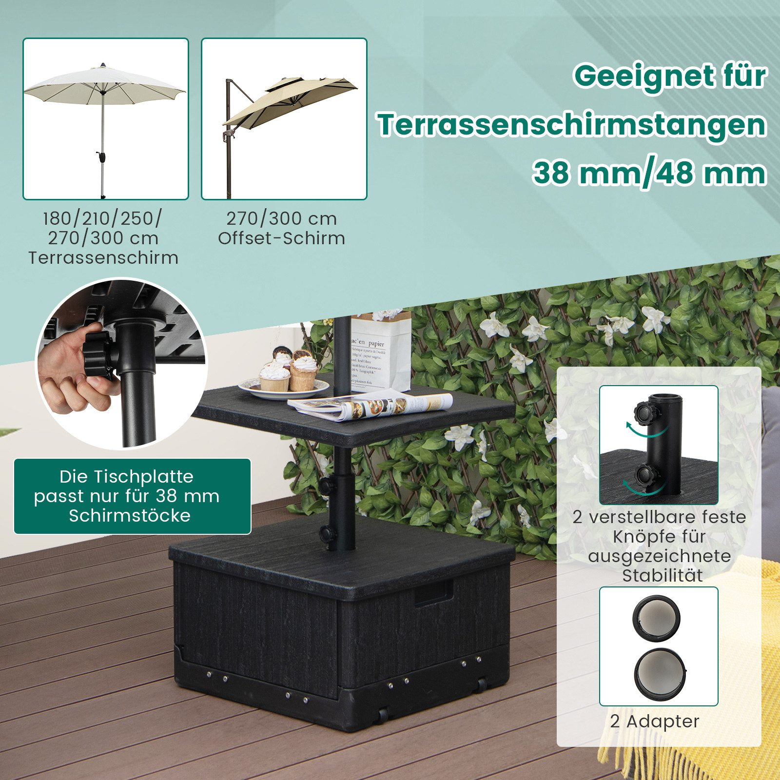 KOMFOTTEU Schirmständer, für 38mm/48mm Schirmstöcke, mit günstig online kaufen