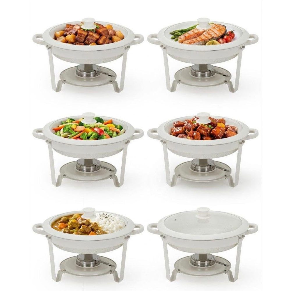 Speisenwärmer Round Chafing Dish Set 6er-Pack Buffet Speisenwärmer