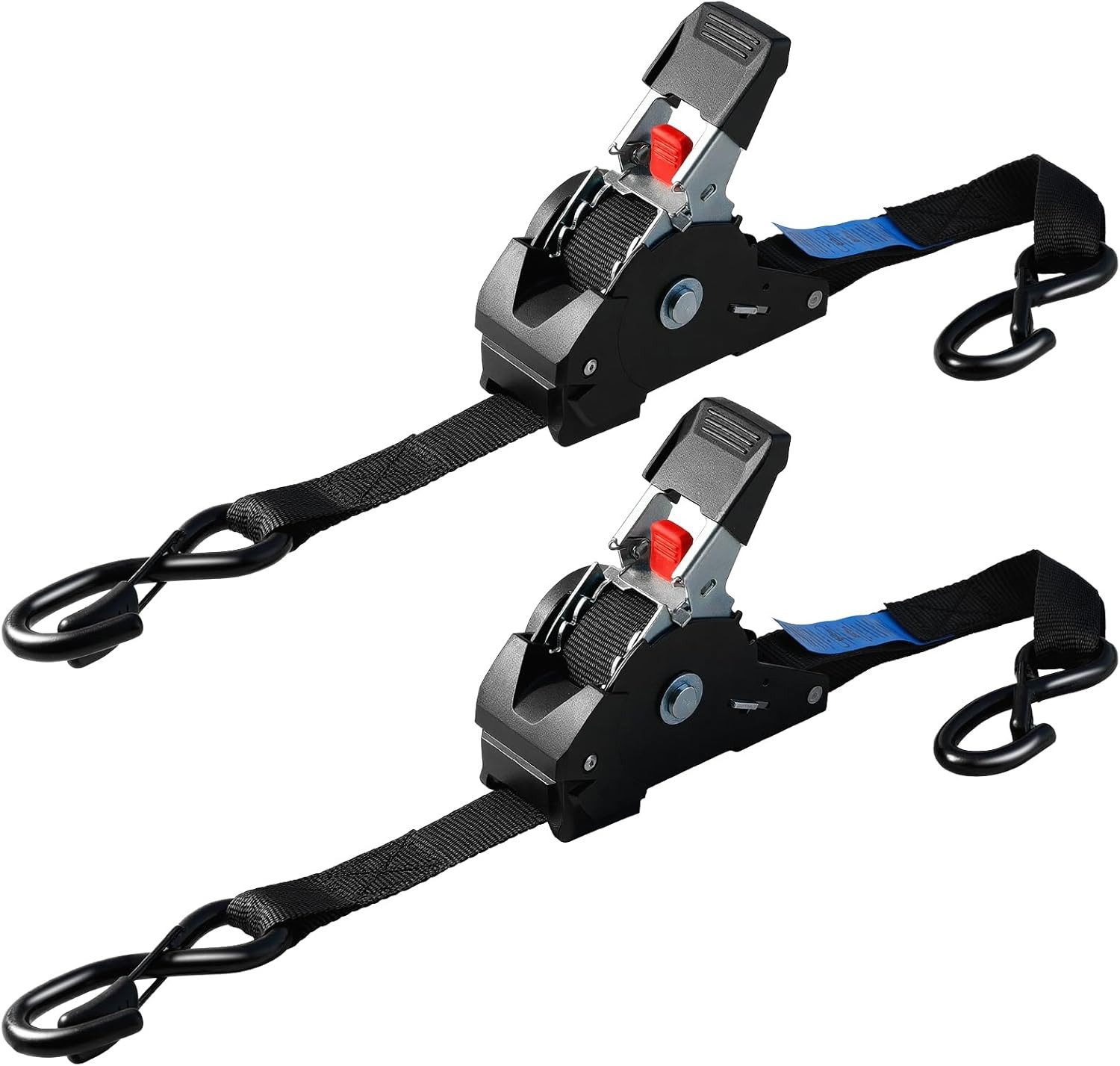 TLGREEN Spanngurt Automatik Spanngurte mit S Haken, (2-St., 3 m x 25mm, Selbstaufrollende Spanngurte mit S Haken) 748kg Bruchfestigkeit,für LKW, Anhänger, Motorrad, Fahrrad & Mehr