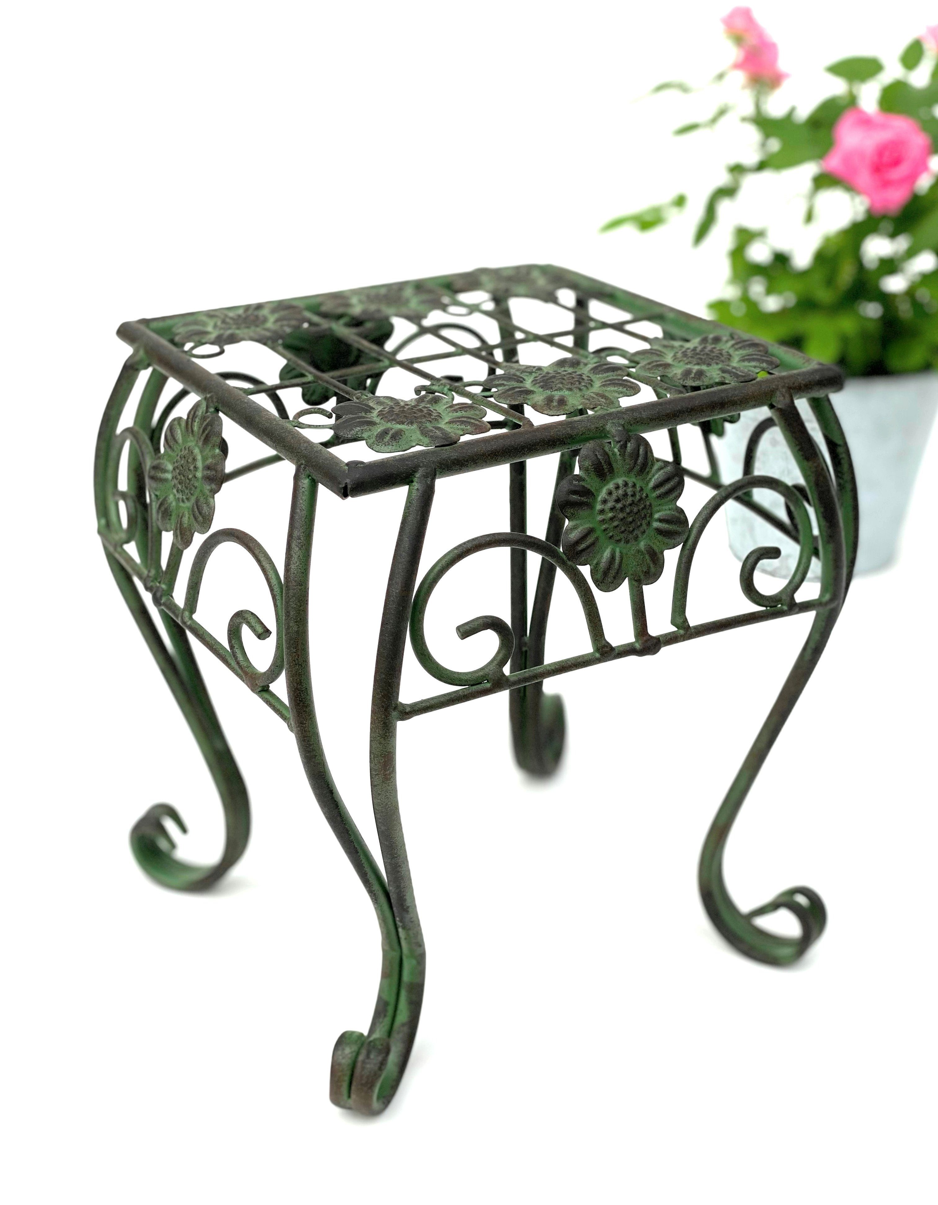 Blumenständer Metall Grün Eckig 25 - 34 cm Blumenhocker 96007 Blumensäule